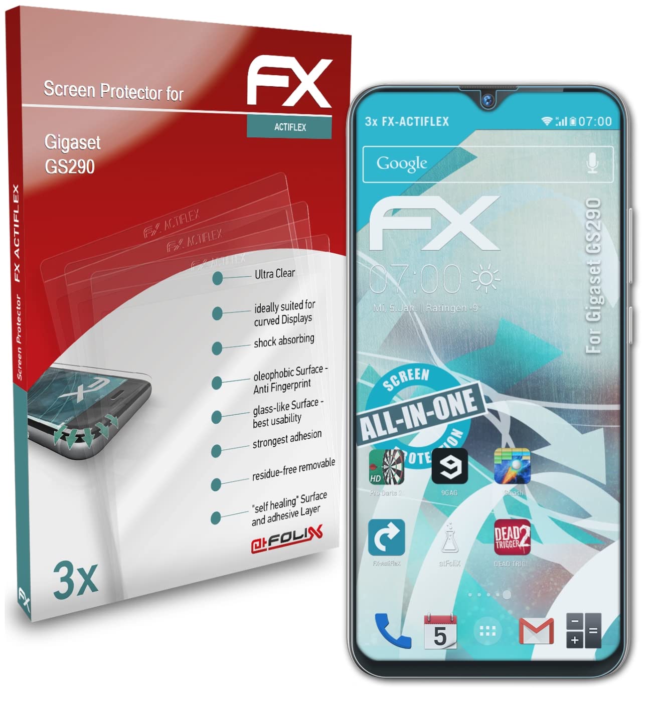 Gigaset GS290 Screen Protector - 3 Pack Ultra Clear Flexible Film FX Screen Protection for Scratch & Impact Resistance - Perfect for Work, Travel & Daily Use