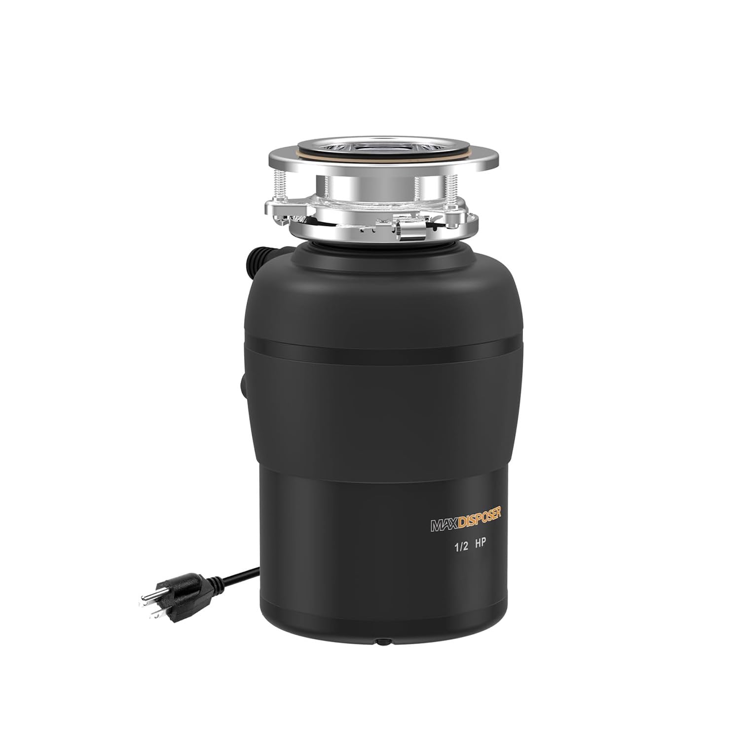 1/2 HP Garbage Disposal with Stopper & Power Cord - Quiet Continuous Feed Kitchen Sink Food Waste Disposer, Stainless Steel Grinding System - Perfect for Home Kitchens & Small Restaurants (MAX-3)