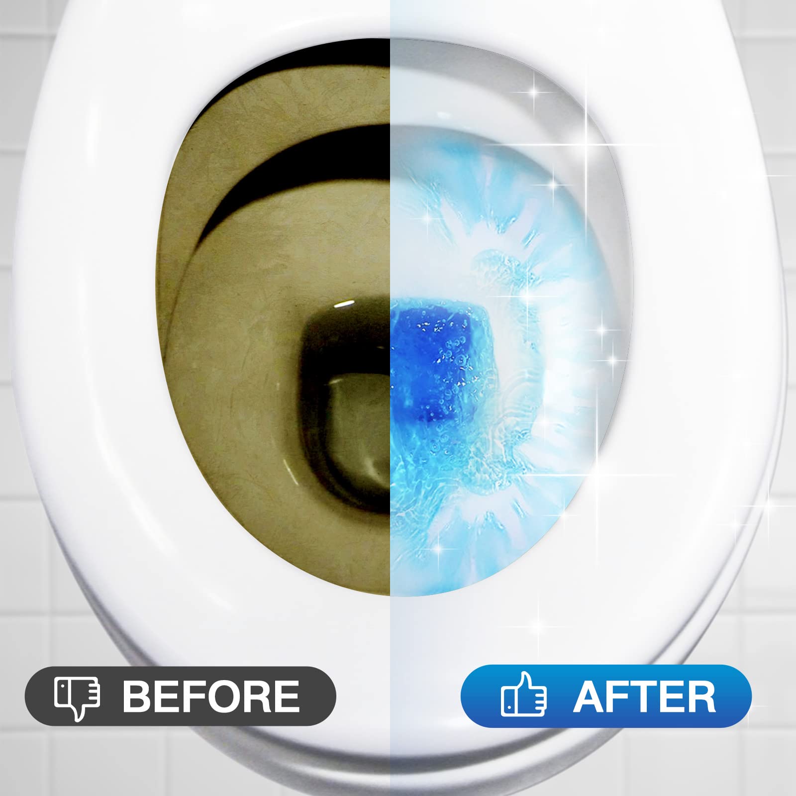 Vacplus Toilet Bowl Cleaner Tablets - 20 Pack, Long-Lasting Toilet Cleaner for Stains Prevention, Blue Cleaning Tablets for Bathroom & Toilet Maintenance - Perfect for Home, Hotel, and Office Use