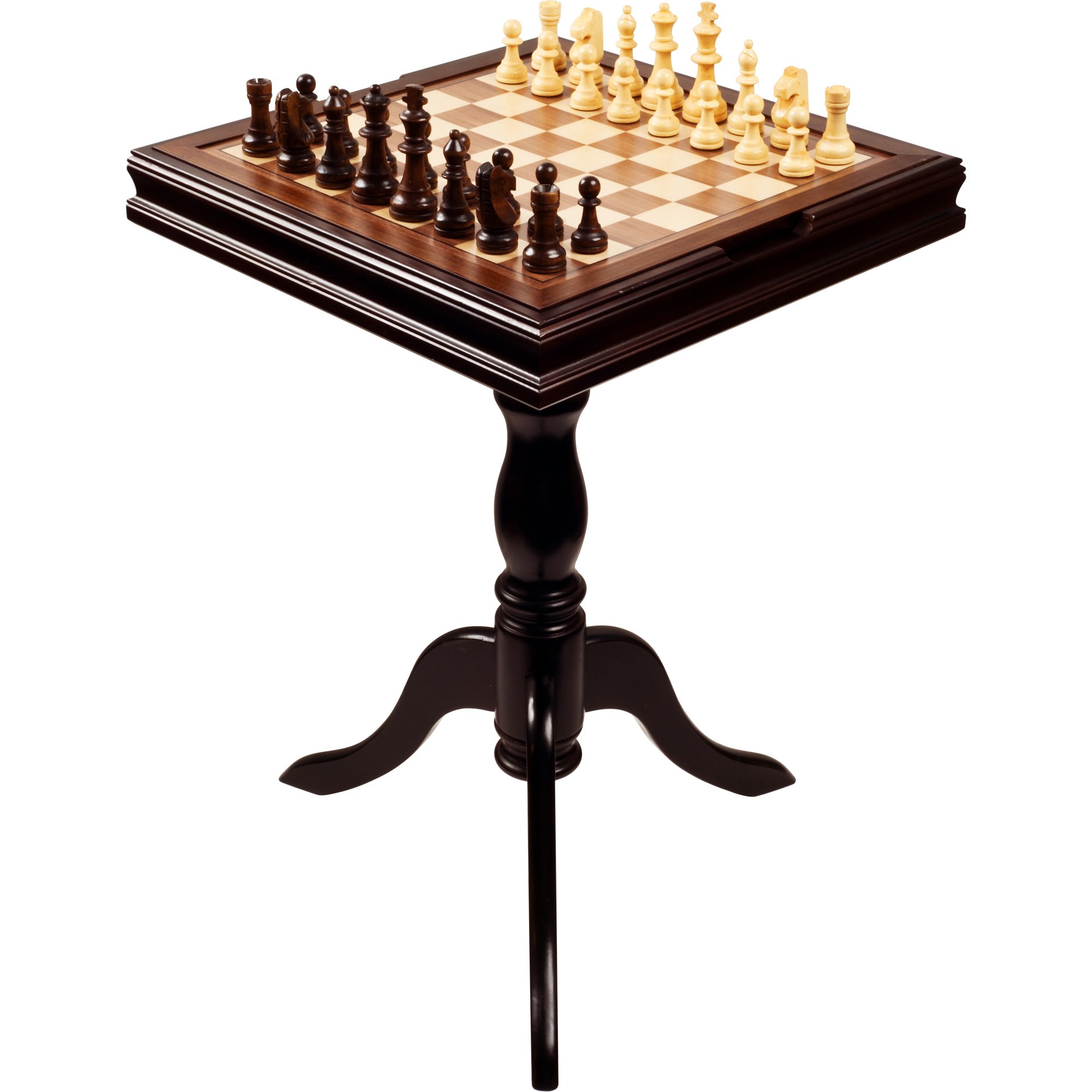 Premium Wooden Chess & Backgammon Game Table Set with Storage - Includes 2 Bonus Playing Card Decks for Family Game Nights & Coffee Table Entertainment
