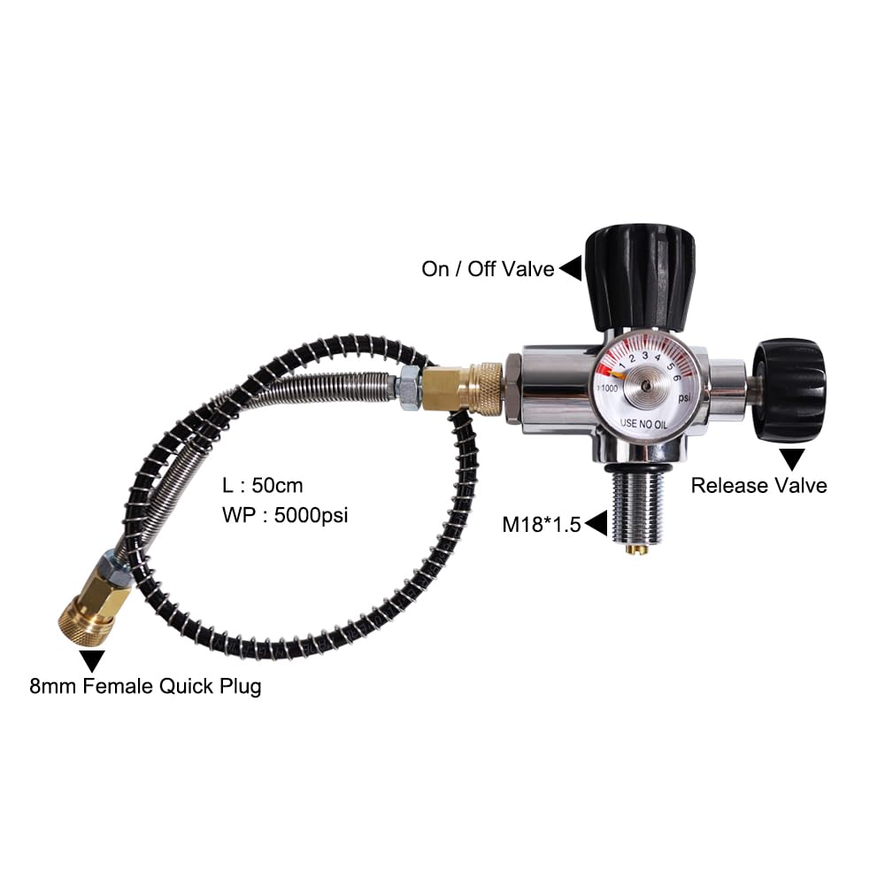 **TUXING 4500psi Carbon Fiber Air Tank 2L (Empty) & PCP Paintball Filling Station with Pressure Gauge Valve – Scuba Diving, PCP Airgun, Paintball Refill Tank with Regulator Gauge for Outdoor Sports & Hunting**