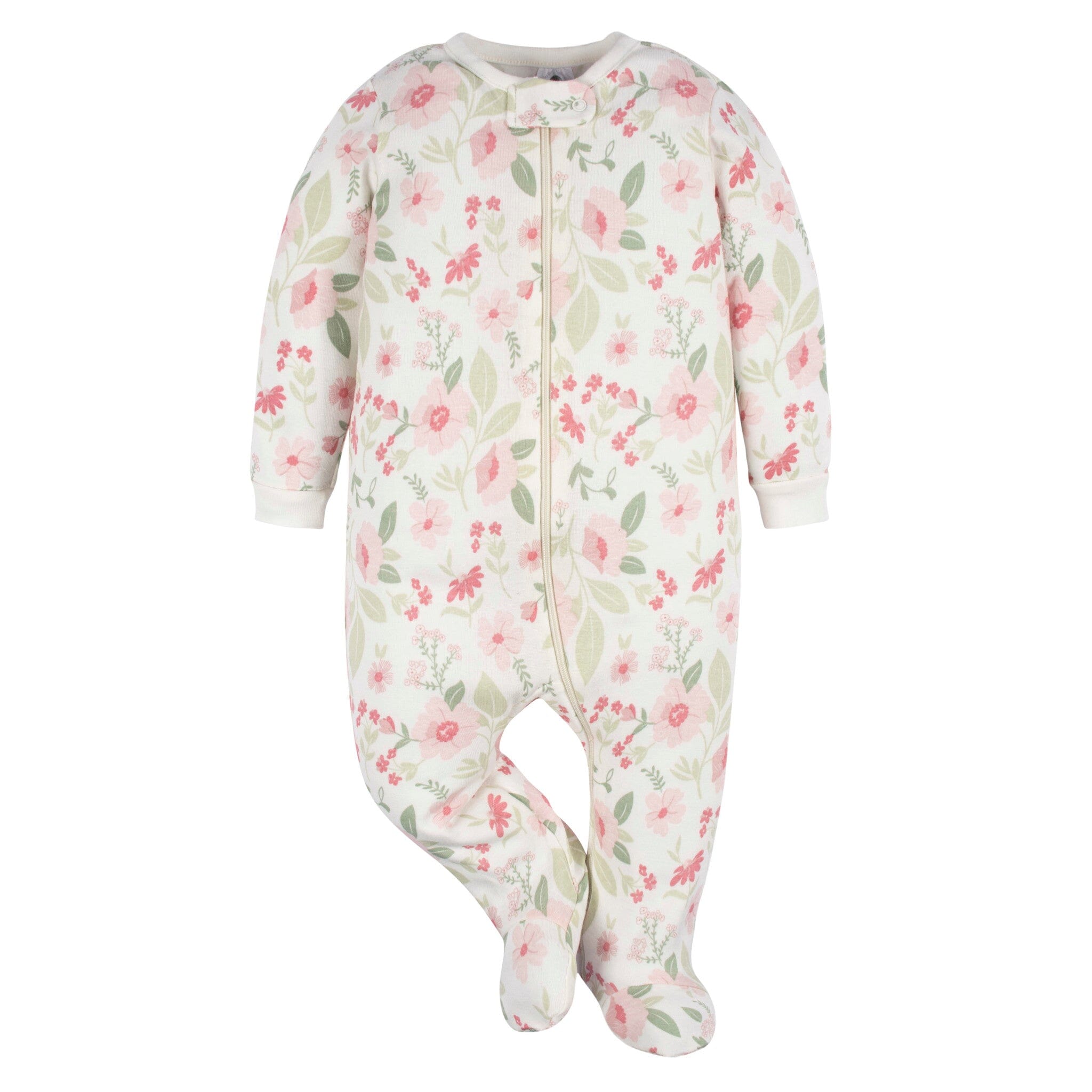 2 Pack Baby Girls Peony Blossom Sleep 'N Plays - Soft Cotton Footie Pajamas for Newborns & Infants - Perfect for Nursery, Bedtime & Photo Shoots