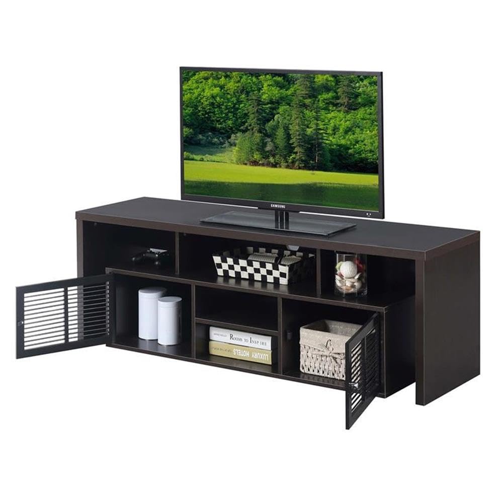 Pemberly Row 60 Inch TV Stand Entertainment Center Console - Espresso Finish for Living Room, Home Theater & Media Storage