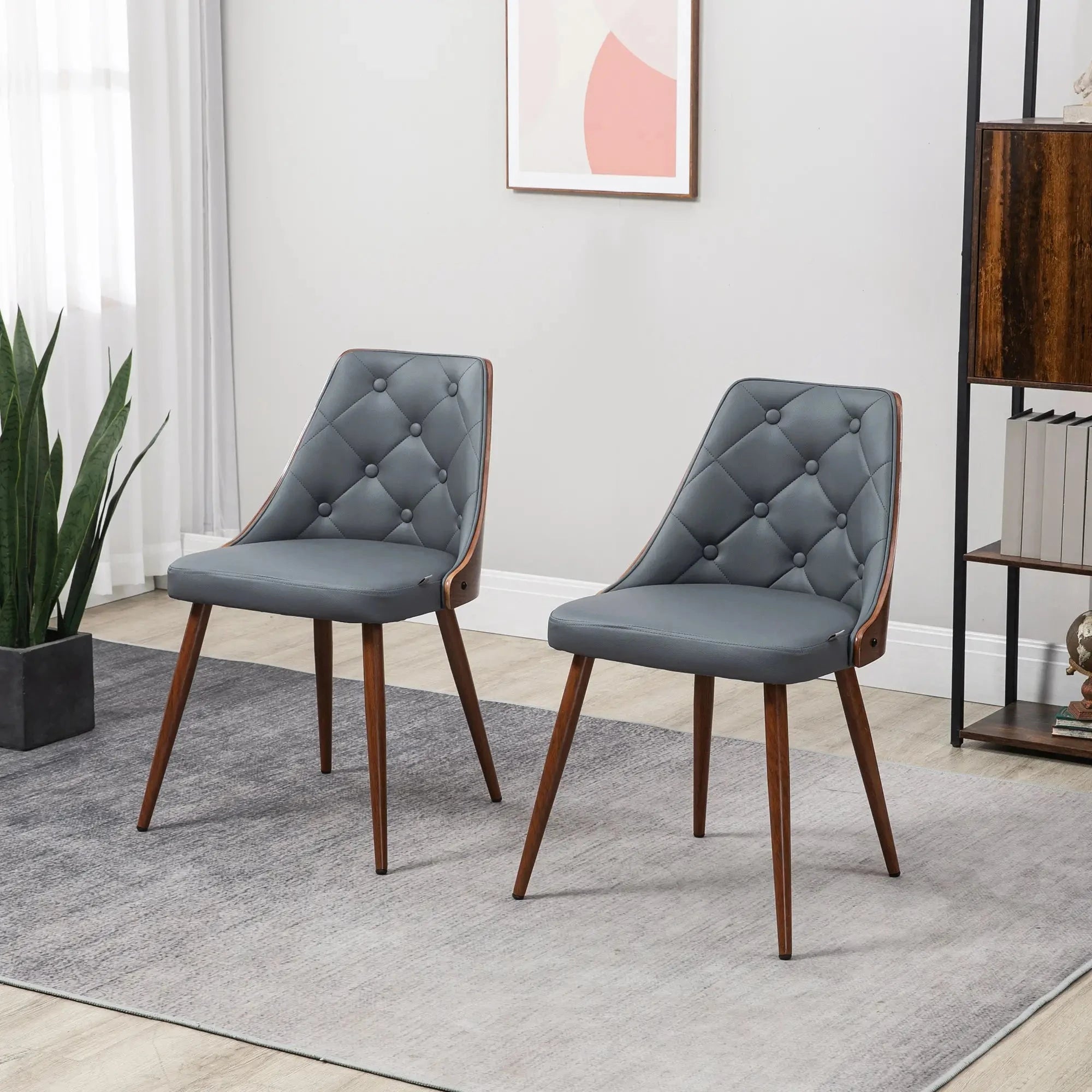 Premium Tufted Faux Leather Dining Chairs Set of 2 - Modern Kitchen & Dining Room Furniture - Available in Black & Brown for Home, Restaurant & Office Decor