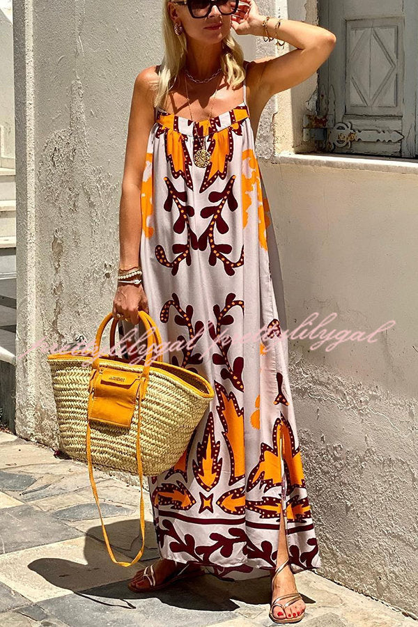 Sunday’s Color Palette Ethnic Printed Loose Cami Maxi Dress - Bohemian Summer Beach Dress for Women, Vacation & Festival Outfit