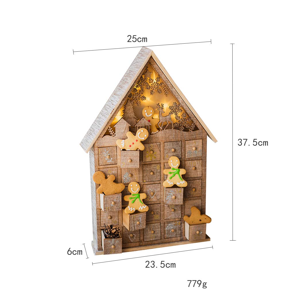 24-Day Christmas Wooden Advent Calendar with Drawers - Holiday Countdown Decor, Candy Storage Box & Festive Gift for Kids | Perfect for Home Decor, Classroom Activities & Christmas Eve Traditions
