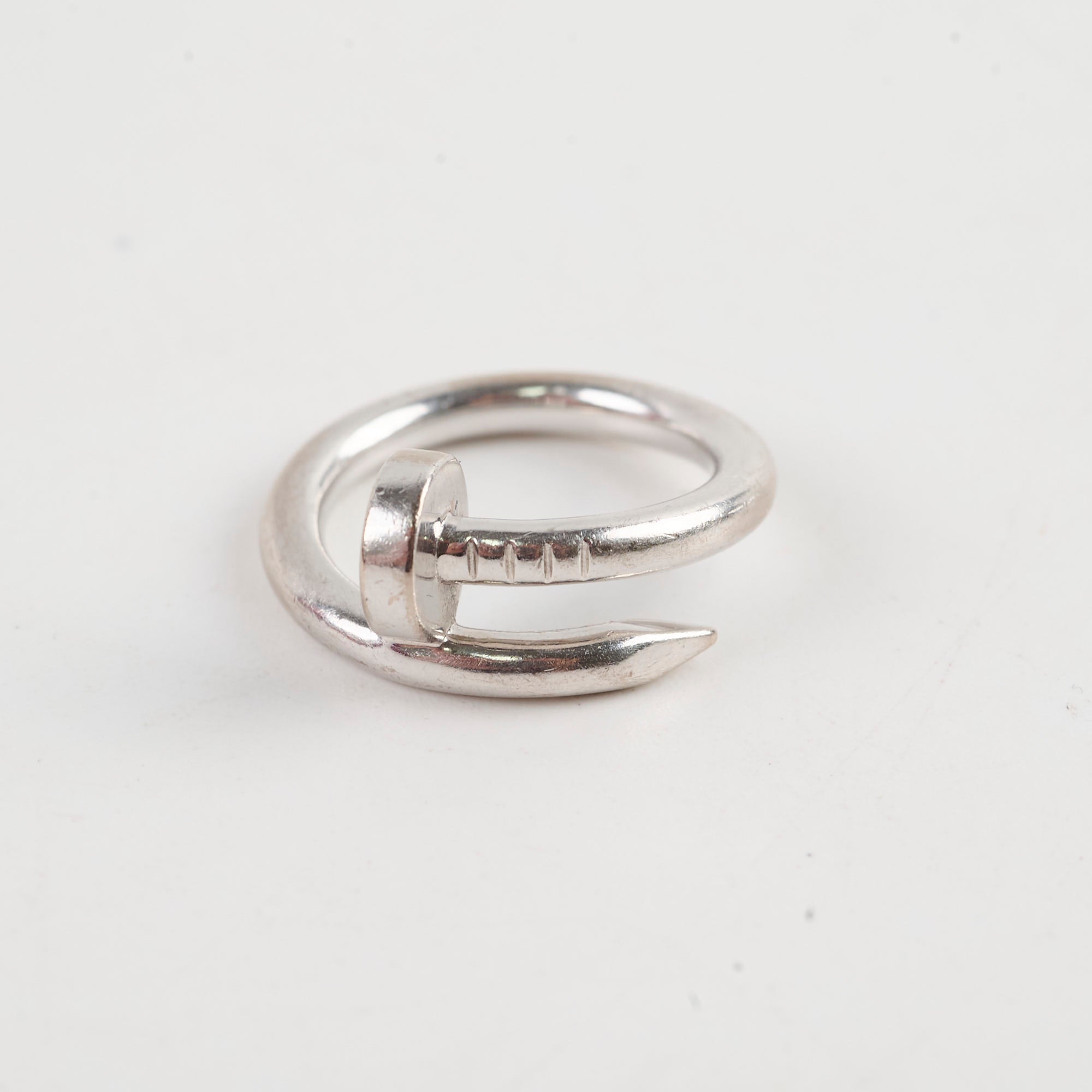 Cartier Juste Un Clou Classic White Gold Ring Size 51 - Luxury Jewelry for Women, Elegant Nail Design Bracelet for Special Occasions & Gifts