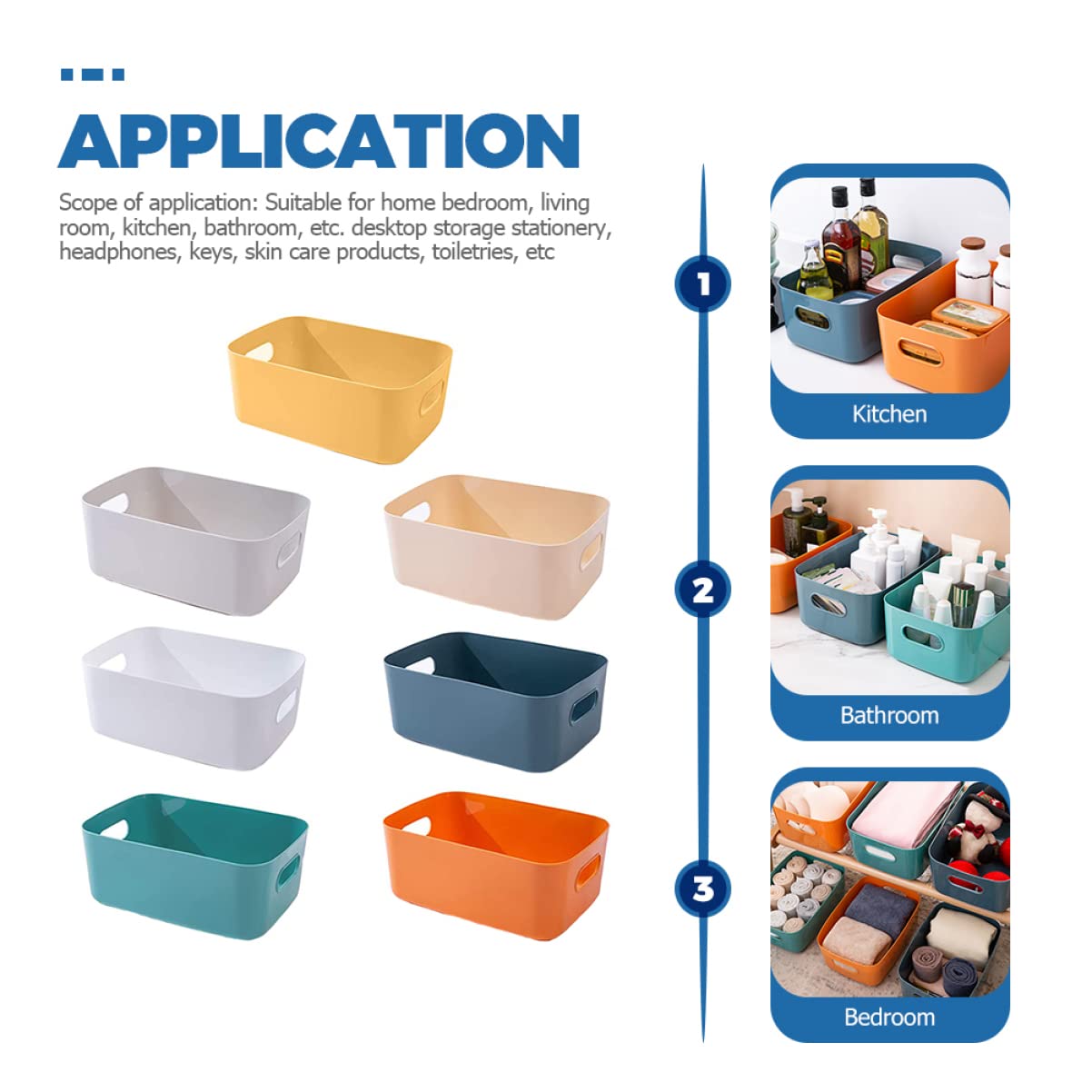 7-Piece Plastic Storage Bins Set - Durable Pantry Organizers with Sturdy Handles for Kitchen, Bathroom & Office Organization | Perfect for Food Storage, Desktop Supplies & Home Organization