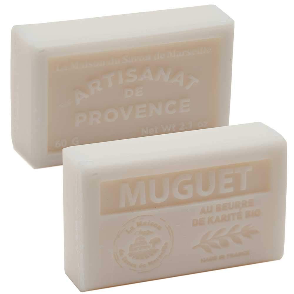 Organic Shea Butter French Soap Bar - Lily of the Valley Scented Marseille Soap - 60g for Sensitive Skin & Eco-Friendly Bathing - Perfect for Daily Use, Gift Sets & Travel Toiletries