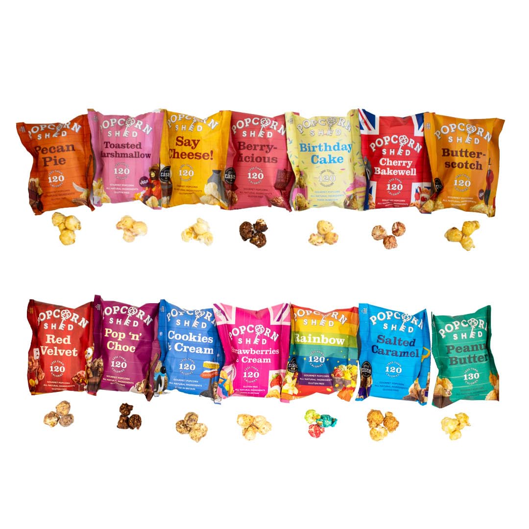 Popcorn Shed Mix (14 Pack) - 7 Flavor Variety, Gluten Free, Natural & Vegetarian Snacks for Movie Nights, Parties & Healthy On-the-Go Treats