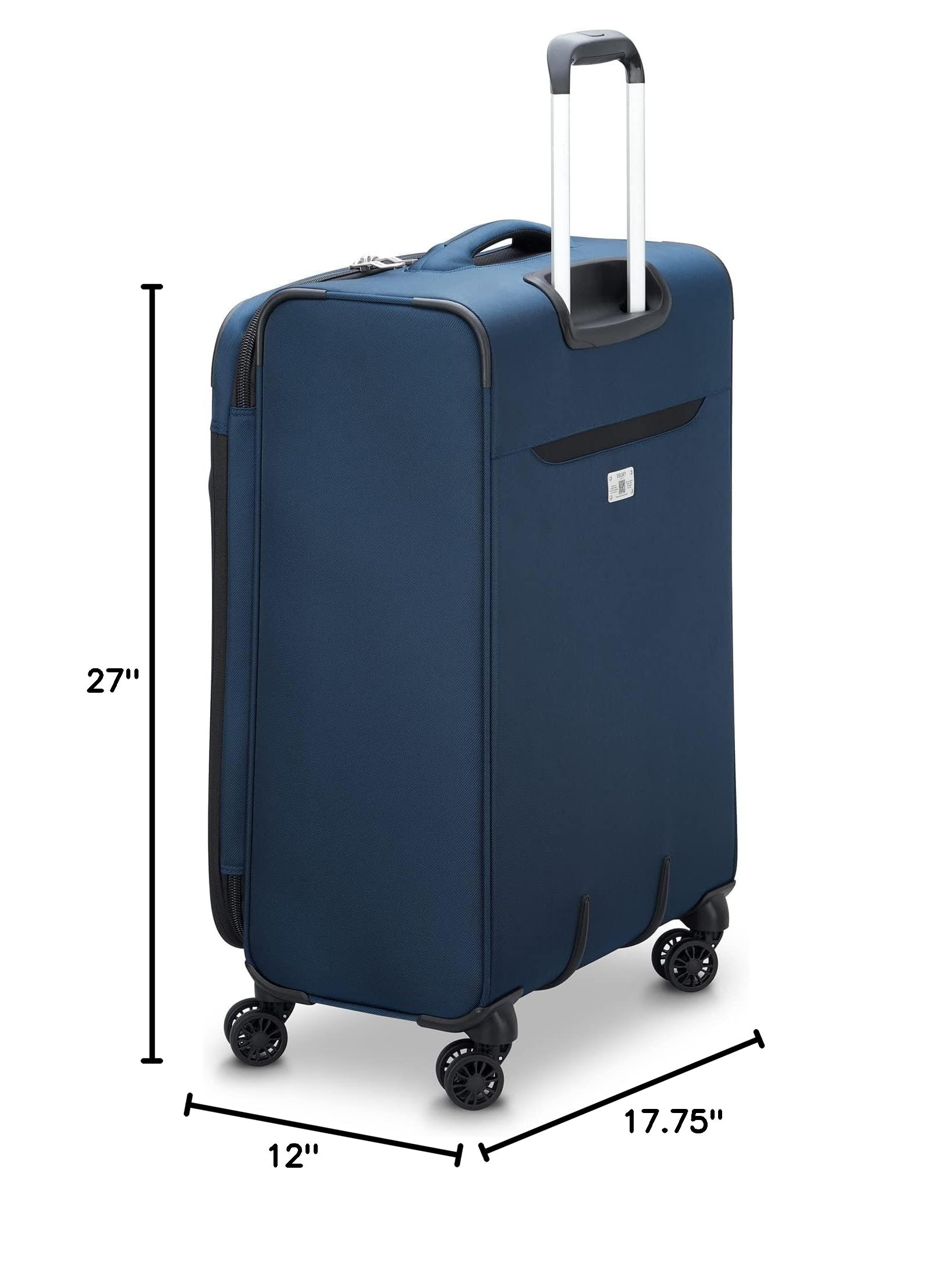 Delsey Paris Sky Max 2.0 Expandable Softside Spinner Luggage - 24 Inch Blue Checked-Medium Suitcase for Travel, Business Trips & Vacation | Lightweight Durable Carry-On with 360° Wheels