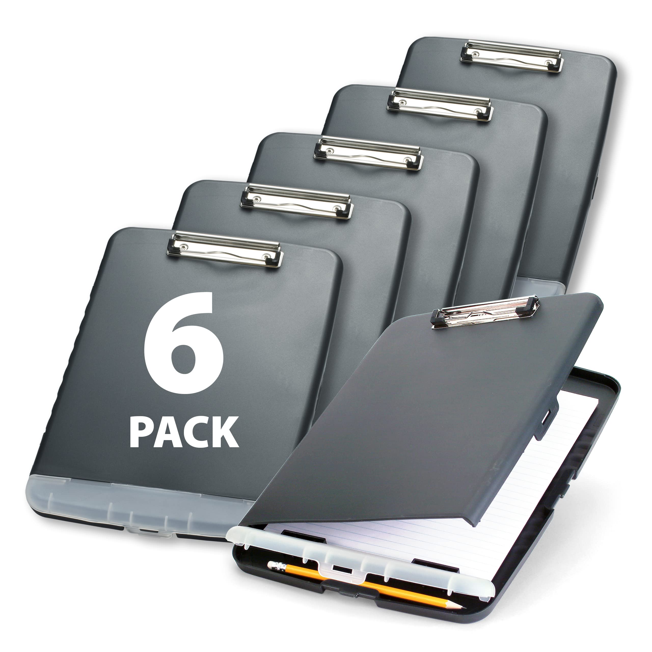 Officemate Slim Clipboard Storage Box - Charcoal (833030) - Pack of 6 - Perfect for Office, School, and Home Organization