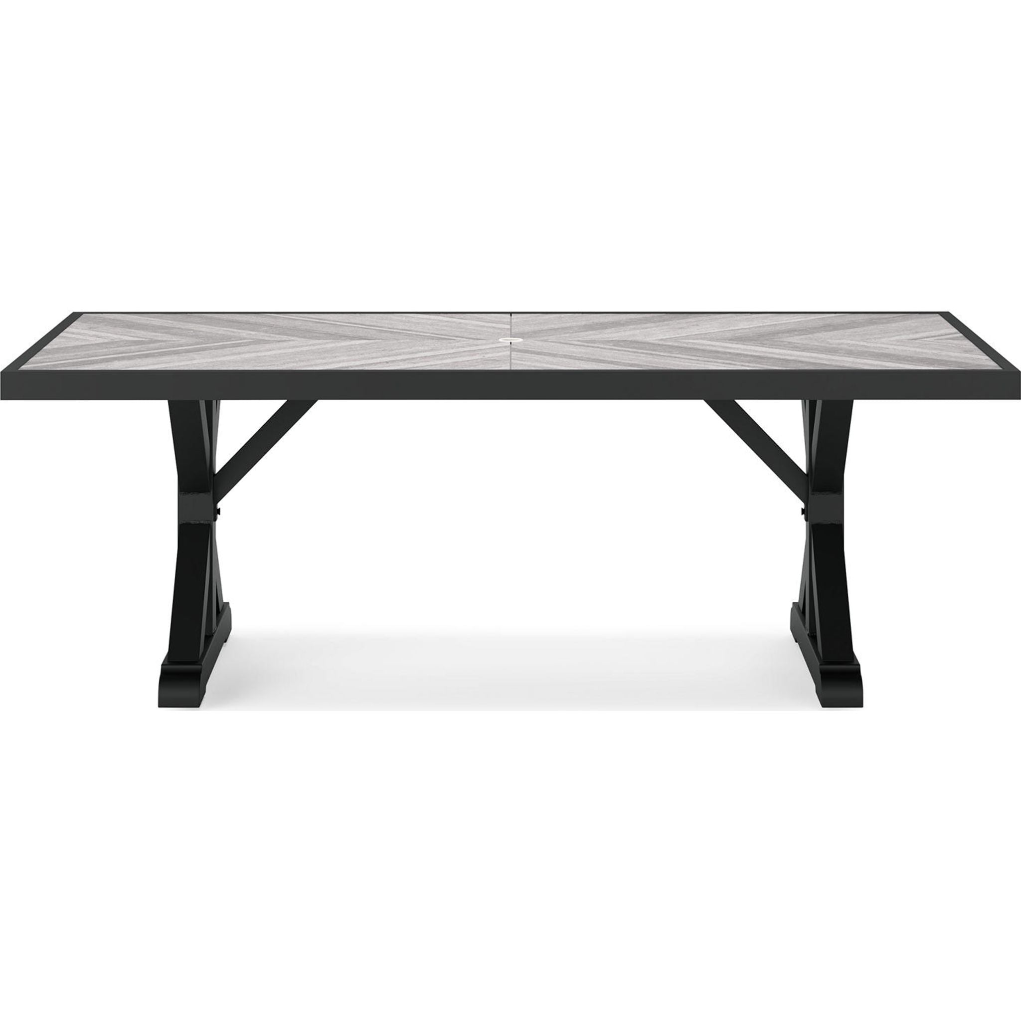 Beachcroft Outdoor Rectangle Dining Table - Waterproof & Rust-Resistant, Black/Light Gray - Perfect for Patio, Garden, and Backyard Dining