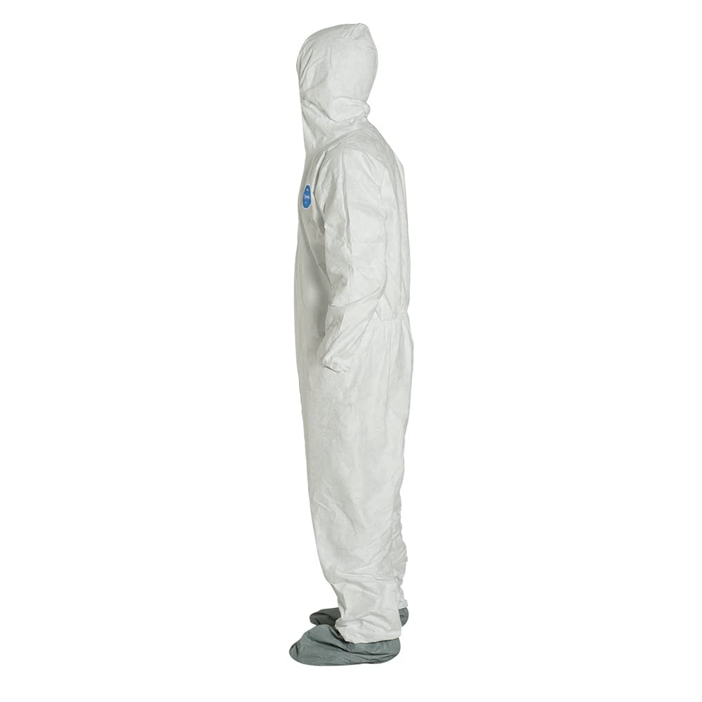 DuPont Tyvek 400 TY122S Disposable Protective Coverall with Hood & Boots - Chemical Resistant Full Body Suit for Industrial Safety, Healthcare & Hazardous Work Environments
