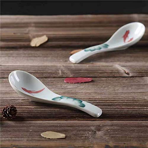 Premium Ceramic Soup Spoons Set of 4 - Chinese Style Glazed Porcelain Rice Spoons - Elegant Asian Tableware for Dining & Gifts (Dark Green) | Perfect for Ramen, Pho, Rice Bowls & Asian Cuisine