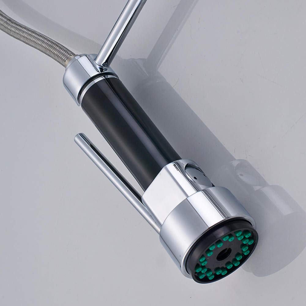 Chrome Pull Down Spring Kitchen Sink Faucet - 2 Function Swivel Spout with Handheld Sprayer & Bracket - Single Handle Mixer Tap for Modern Home Kitchen - Perfect for Washing Dishes, Filling Pots & Cleaning Sinks