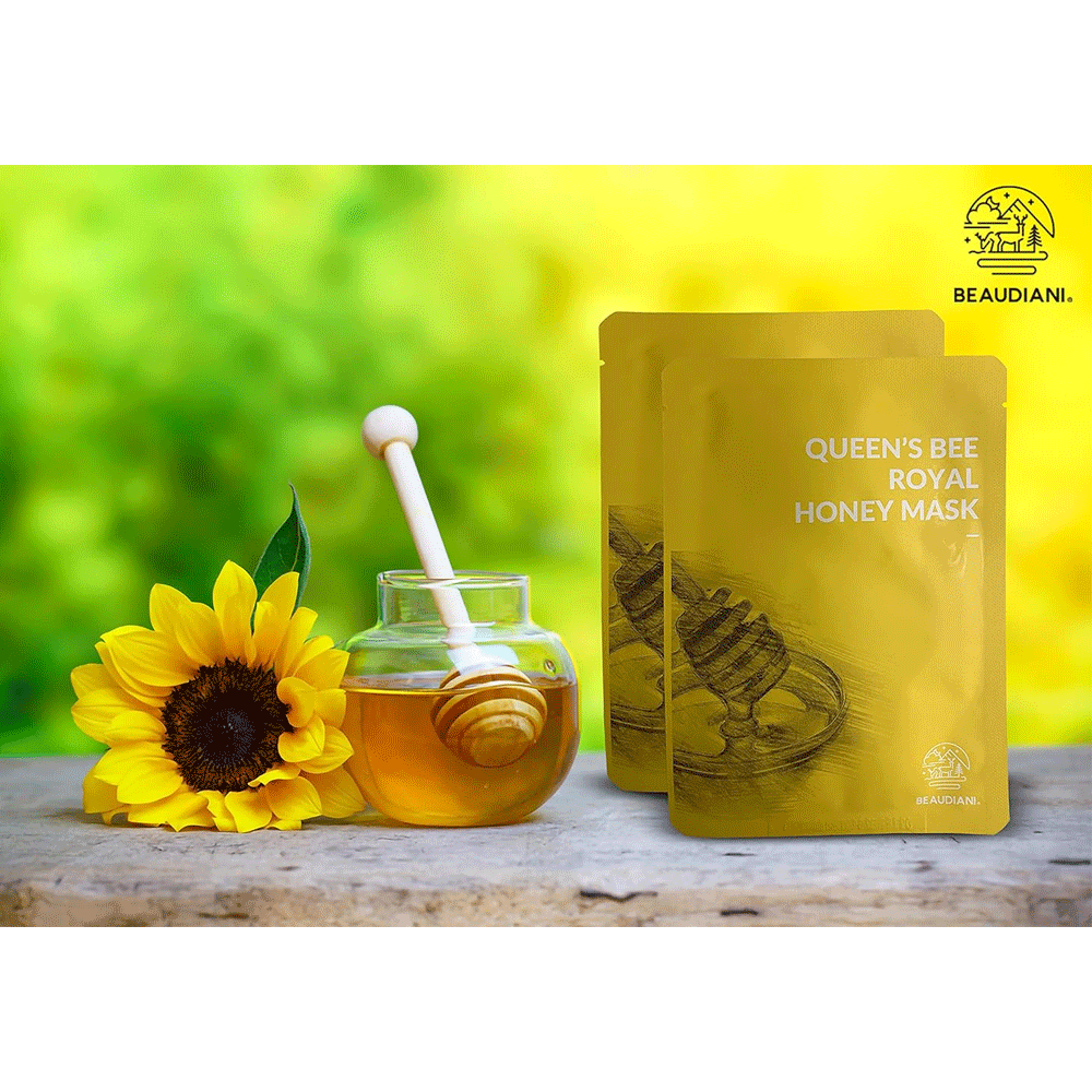 BEAUDIANI Queen's Bee Royal Honey Face Mask - 10 Pack for Hydrating & Brightening Skin - Perfect for Spa Day & Night Skincare Routine
