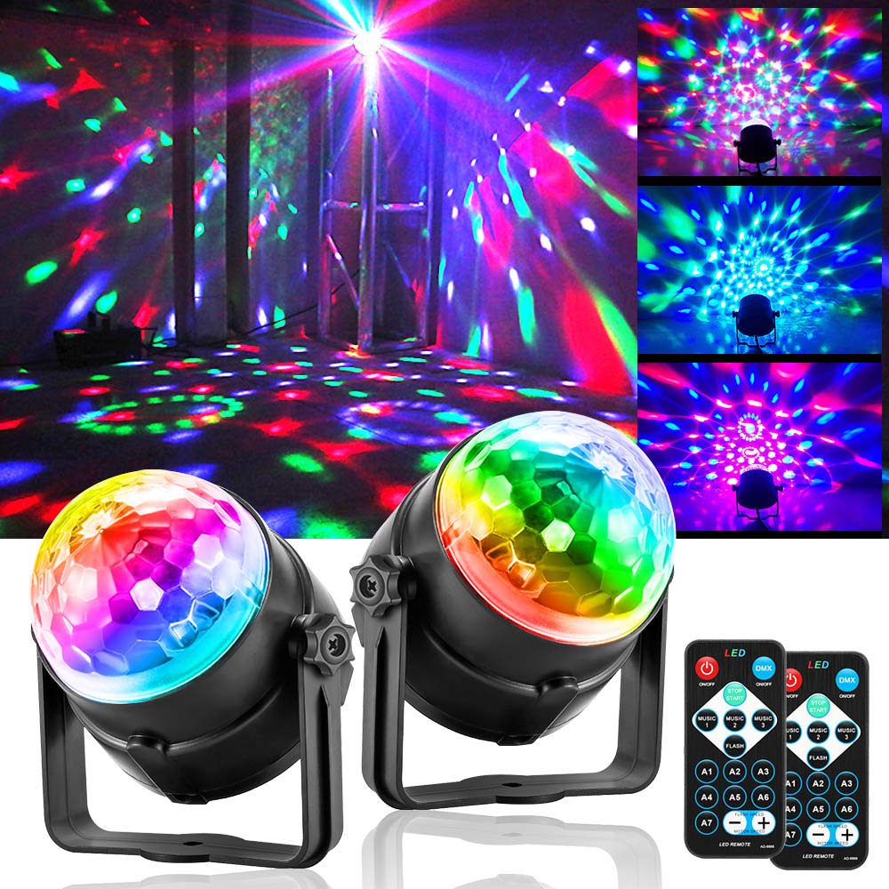 QinGerS 7-Color Sound Activated Disco Party Lights - DJ Stage Lighting for Christmas, KTV, Clubs & Romantic Decorations (2-Pack) - Perfect for Home Parties, Weddings & Nightlife Events