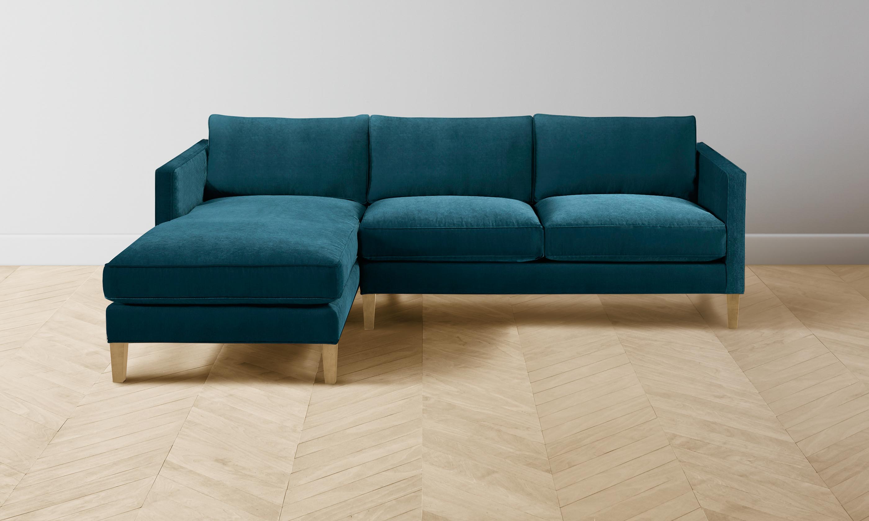 The Crosby Sectional Sofa - Luxurious Performance Velvet in Lagoon Blue for Living Room & Lounge Comfort | Perfect for Modern Homes & Cozy Spaces