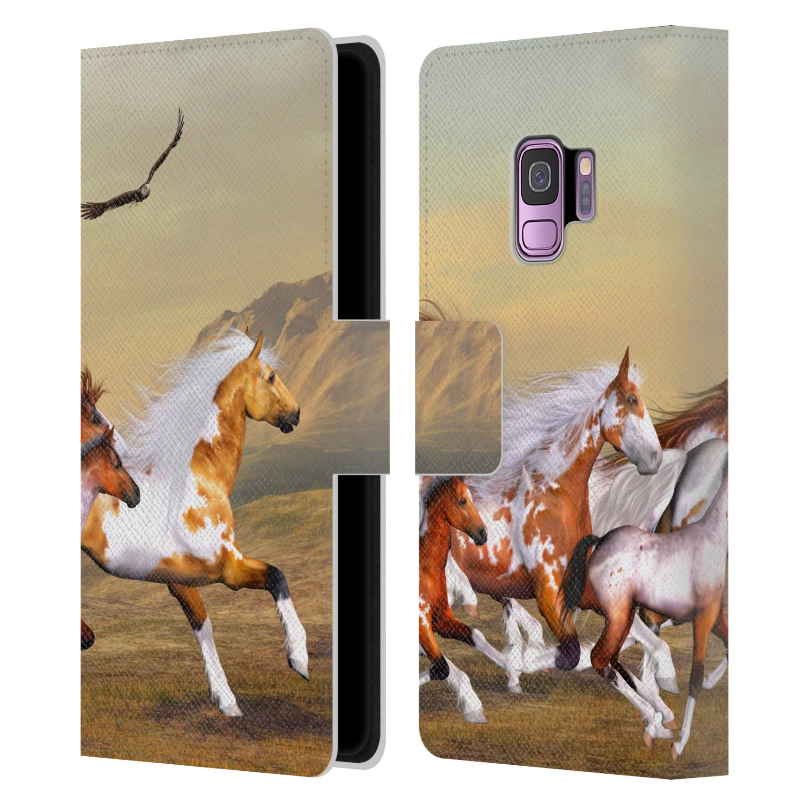 Head Case Designs Wild Herd Horses Leather Book Wallet Case Cover for Samsung Galaxy S9 – Officially Licensed Simone Gatterwe Art, Perfect for Work, Travel & Daily Protection