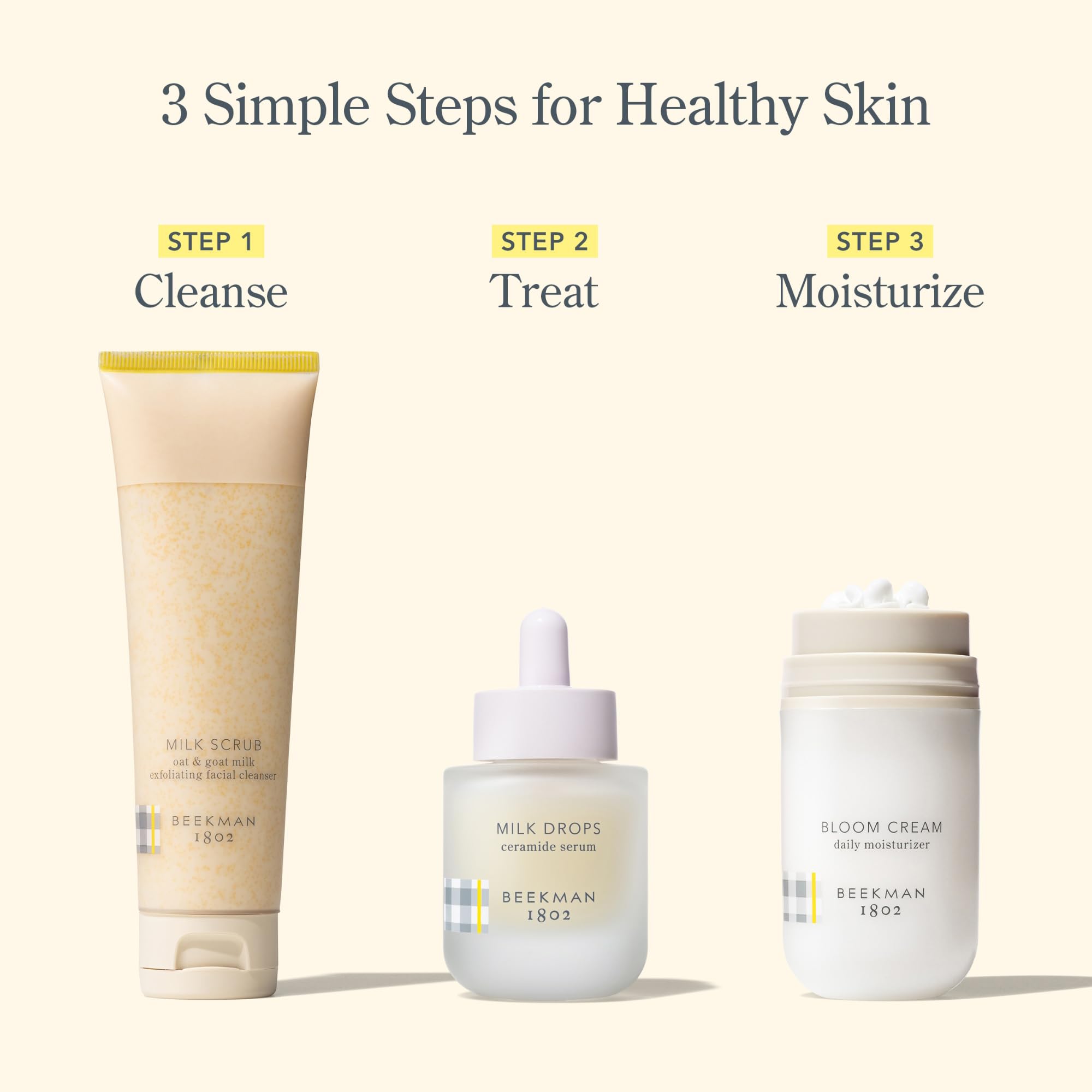 Beekman 1802 Ceramides Face Serum with Hyaluronic Acid, Squalane & Goat Milk - Fragrance Free Hydrating Serum for Glowing Skin - Cruelty Free & Vegan - Perfect for Dry Skin, Night Routine & Anti-Aging Care