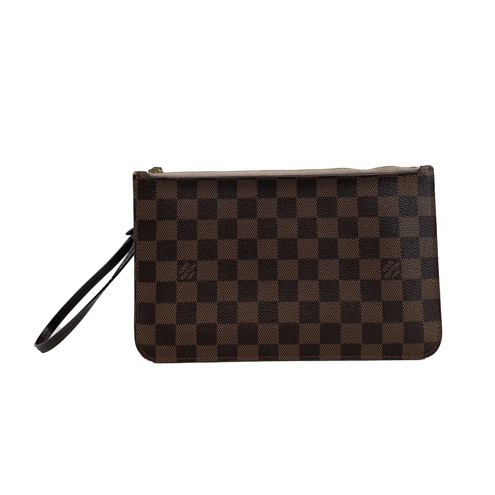 Authentic Louis Vuitton Damier Ebene Pochette Clutch Bag with Wristlet - Pre-Owned Luxury Handbag for Women | Perfect for Evening Parties, Date Nights & Special Occasions