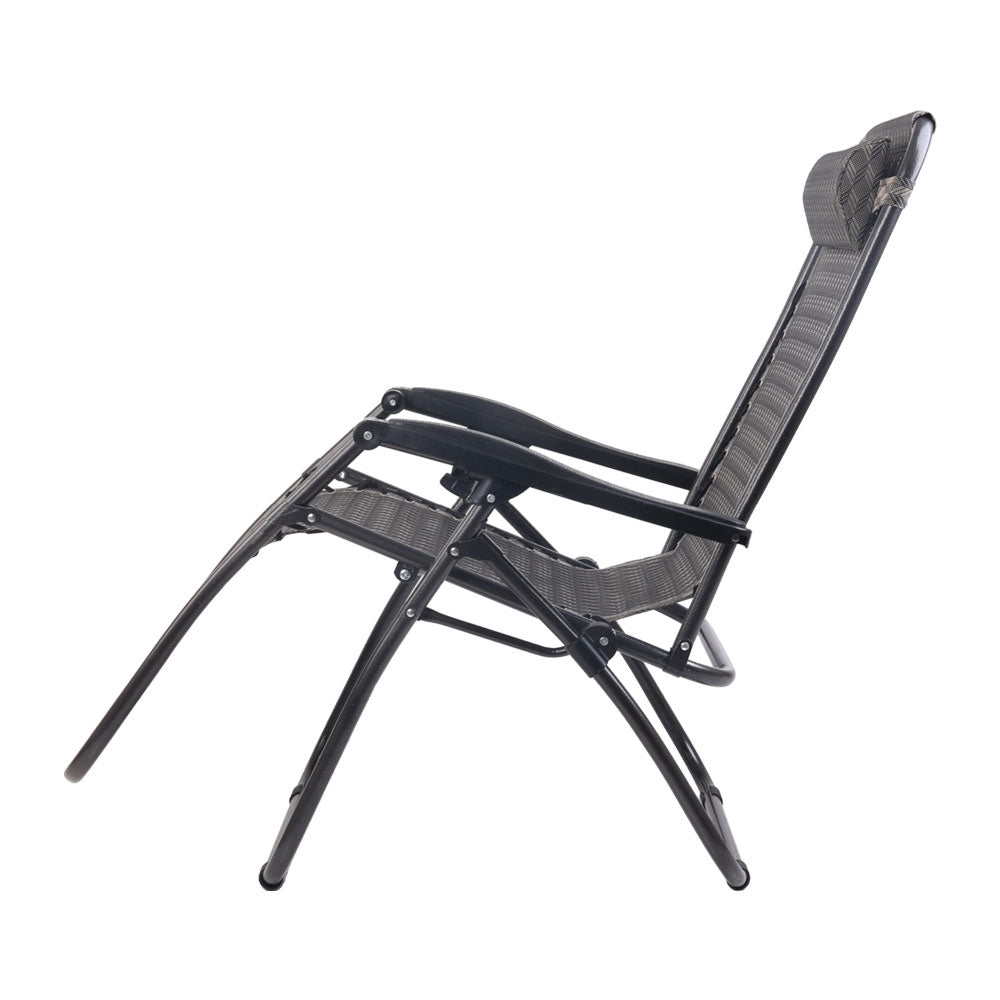 2PC Zero Gravity Recliner Chair - Adjustable Folding Outdoor Lounge Chair for Patio, Beach, Camping & Backyard Relaxation - Grey