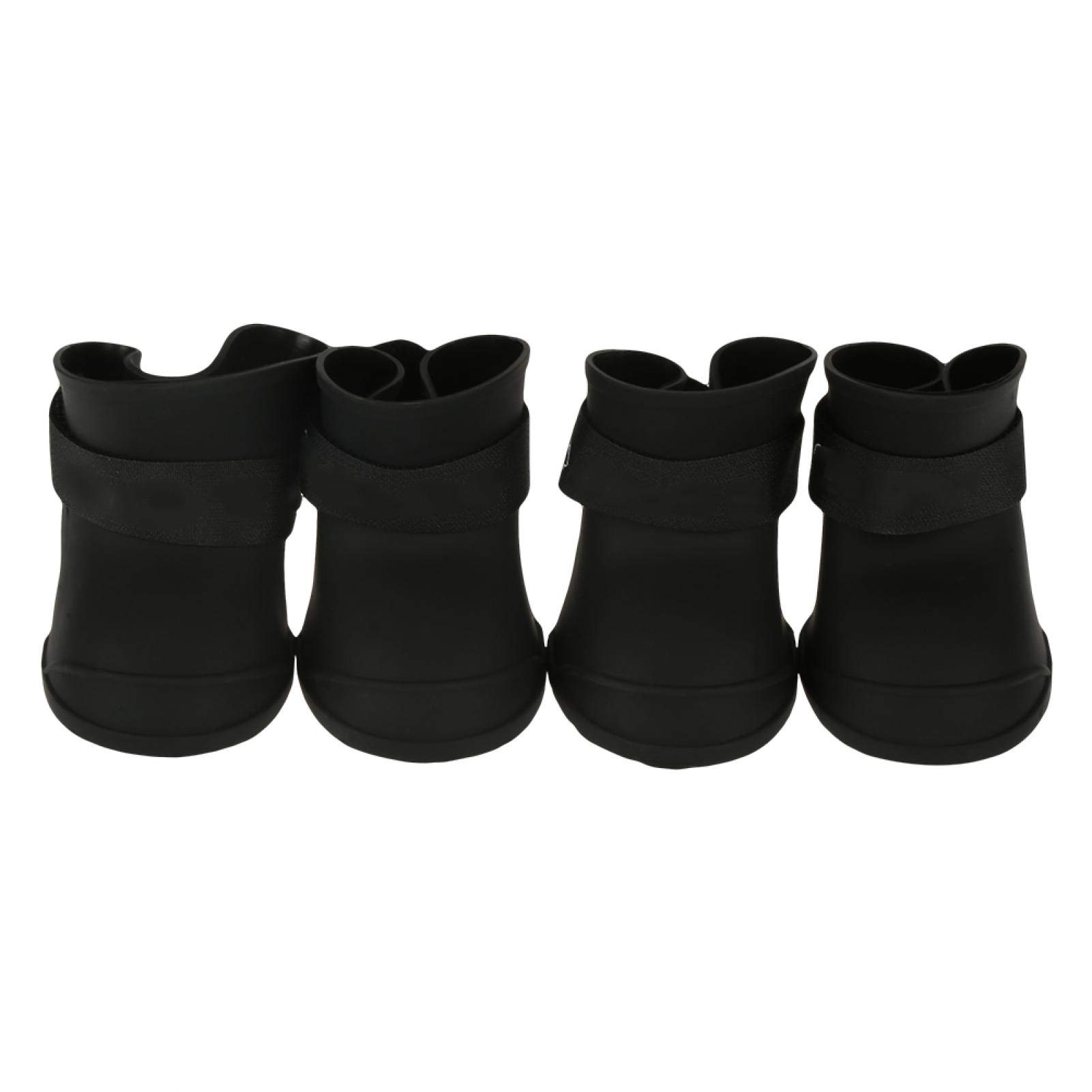 4 Pairs Waterproof Anti-Slip Dog Boots - Fashionable Silicone Pet Shoes for Puppy & Small Dogs - Protective Rain & Winter Boots for Walking, Hiking & Outdoor Adventures (Black, Medium)