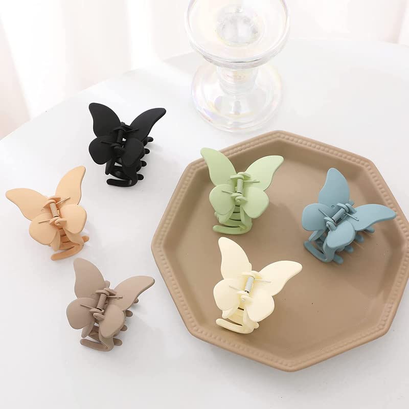 SHIDARA 6 PCS Butterfly Hair Clips for Women & Girls - 2.6 Inch Cute Matte Hair Claw Clips, Medium Size for Thick Hair, Non-Slip Small Jaw Clips - Perfect for School, Work, Parties & Everyday Styling