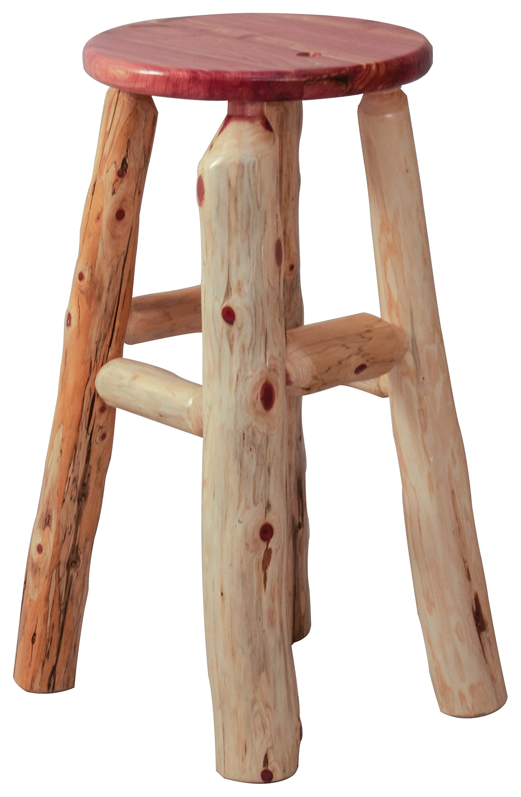 Premium Red Cedar Log Counter Height Barstool - Rustic Wood Bar Stool for Kitchen Island, Pub & Outdoor Patio - Natural Wood Furniture by Furniture Barn USA
