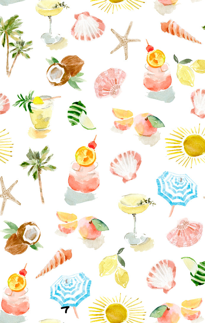 Lil Button Up Shirt for Girls - Cute Seaside Treasures Design | Perfect for Beach Vacations & Summer Outfits