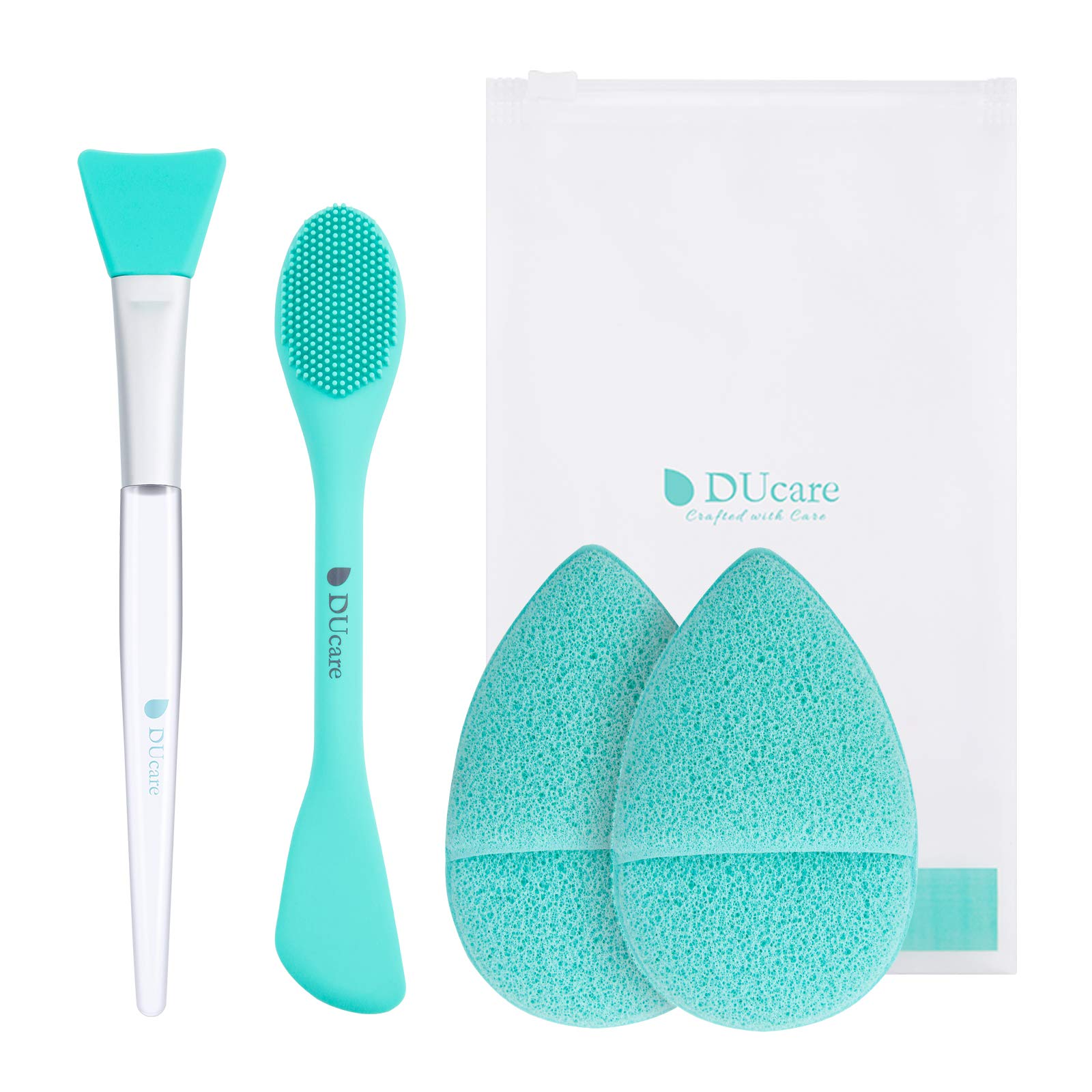 DUcare Silicone Face Brush - Double-Ended Facial Cleansing Sponge Set of 4 | Soft Exfoliating Brush for Mud, Clay & DIY Masks | Perfect for Deep Cleansing & Skincare Routine at Home or Travel