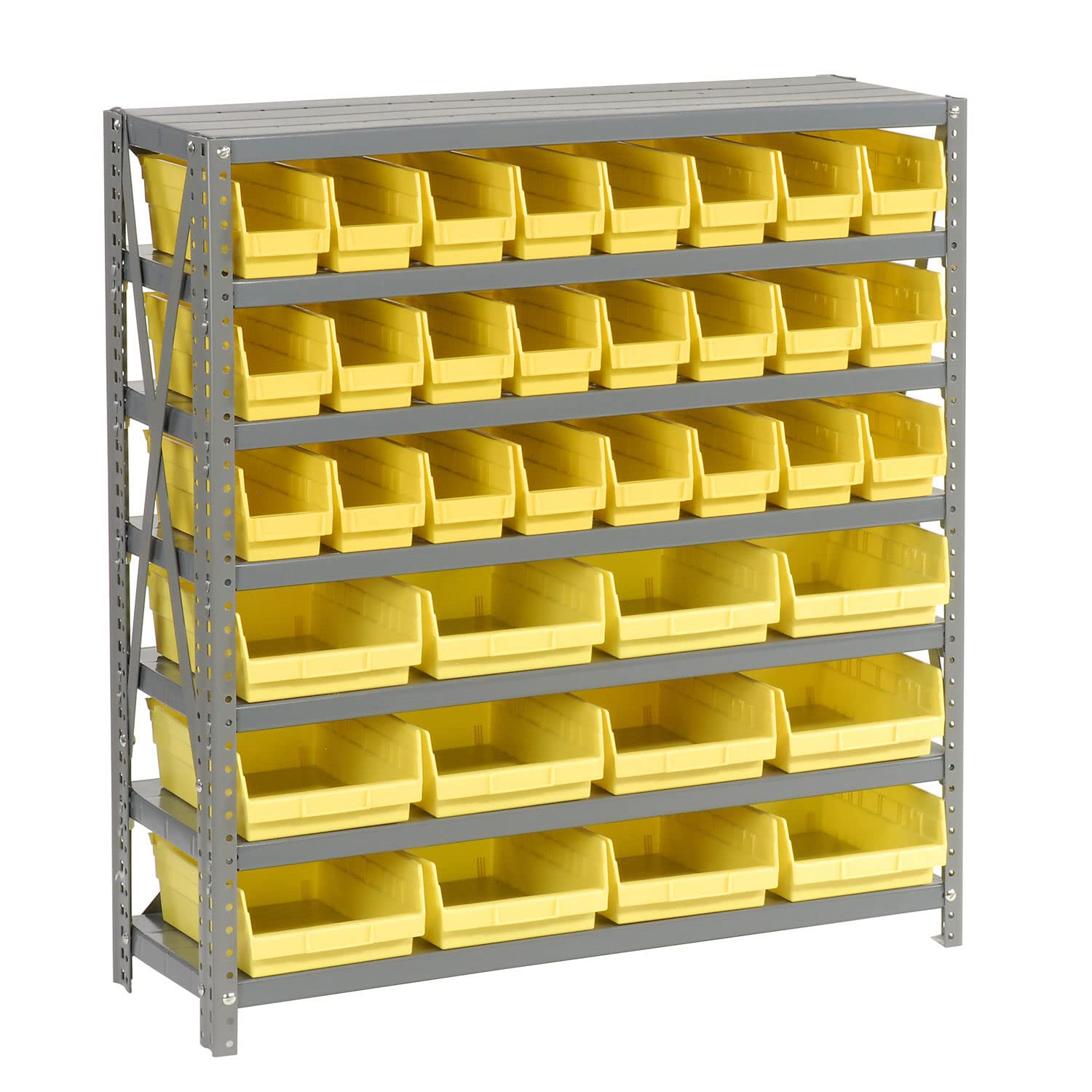 Global Industrial 7-Shelf Steel Storage Rack with 36 Plastic Bins (4
