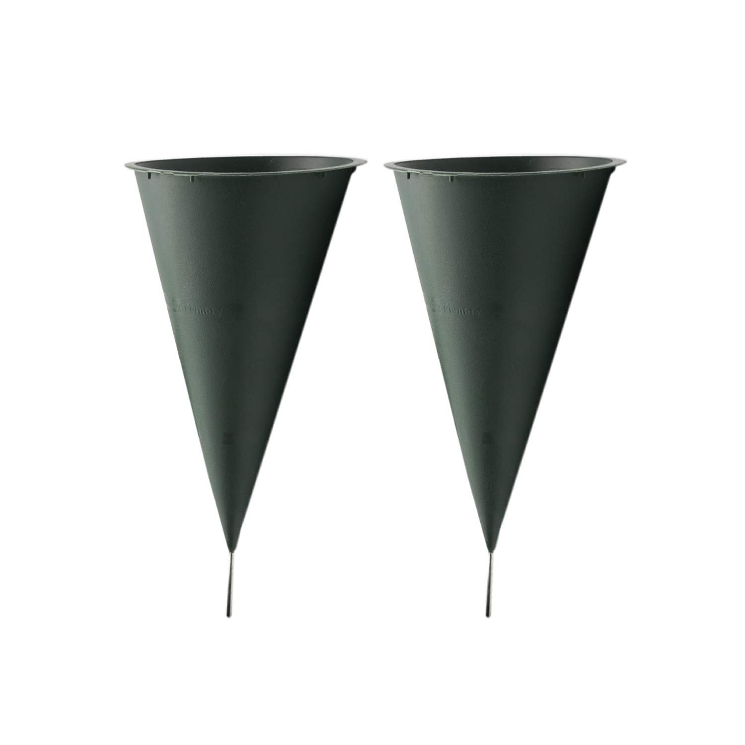 Royal Imports Grave Cones Flower Holders - Set of 2 Large Plastic Floral Vases with Metal Ground Spikes for Cemetery Decor, Outdoor Memorial Markers & Headstone Arrangements - Perfect for Graveside Tributes, Memorial Day Decorations & Sympathy Displays