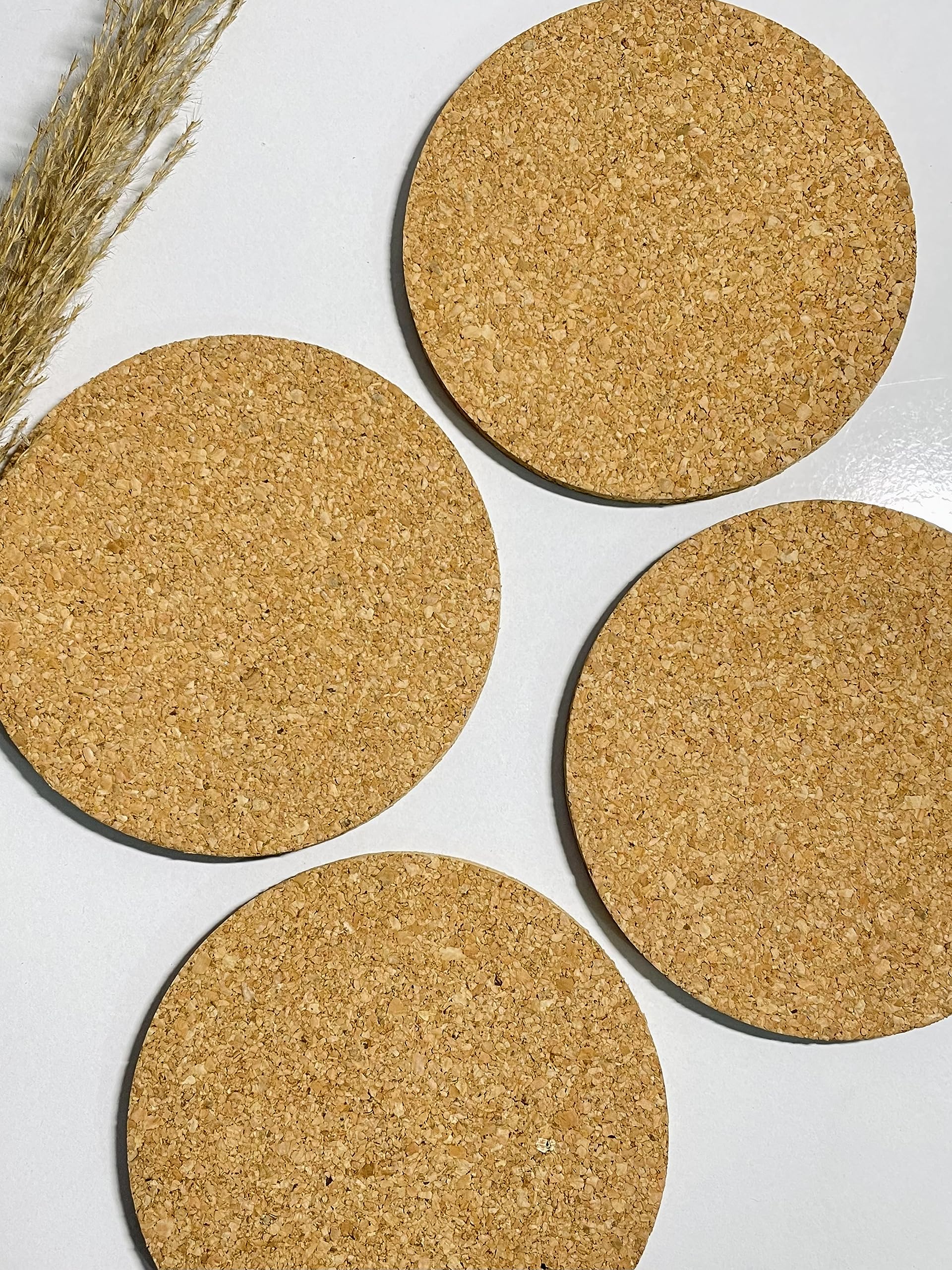 Premium Cork Coasters Set of 4 - 10x10cm Natural Wood Drink Pads for Coffee, Tea, Wine & Beer - Protect Tables from Hot & Cold Beverages - Perfect for Home, Office & Restaurant Use