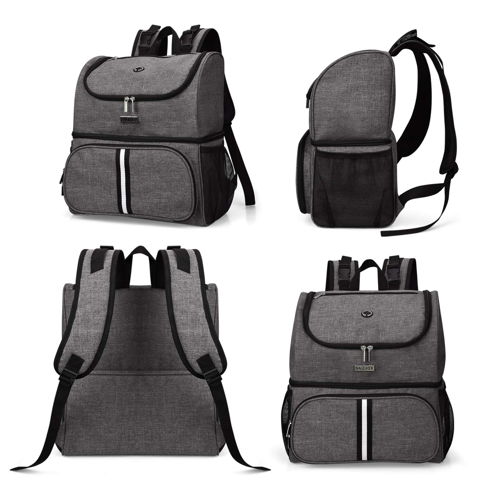 BAGLHER Pet Travel Backpack with Bowls - Grey for Dog & Cat Outings
