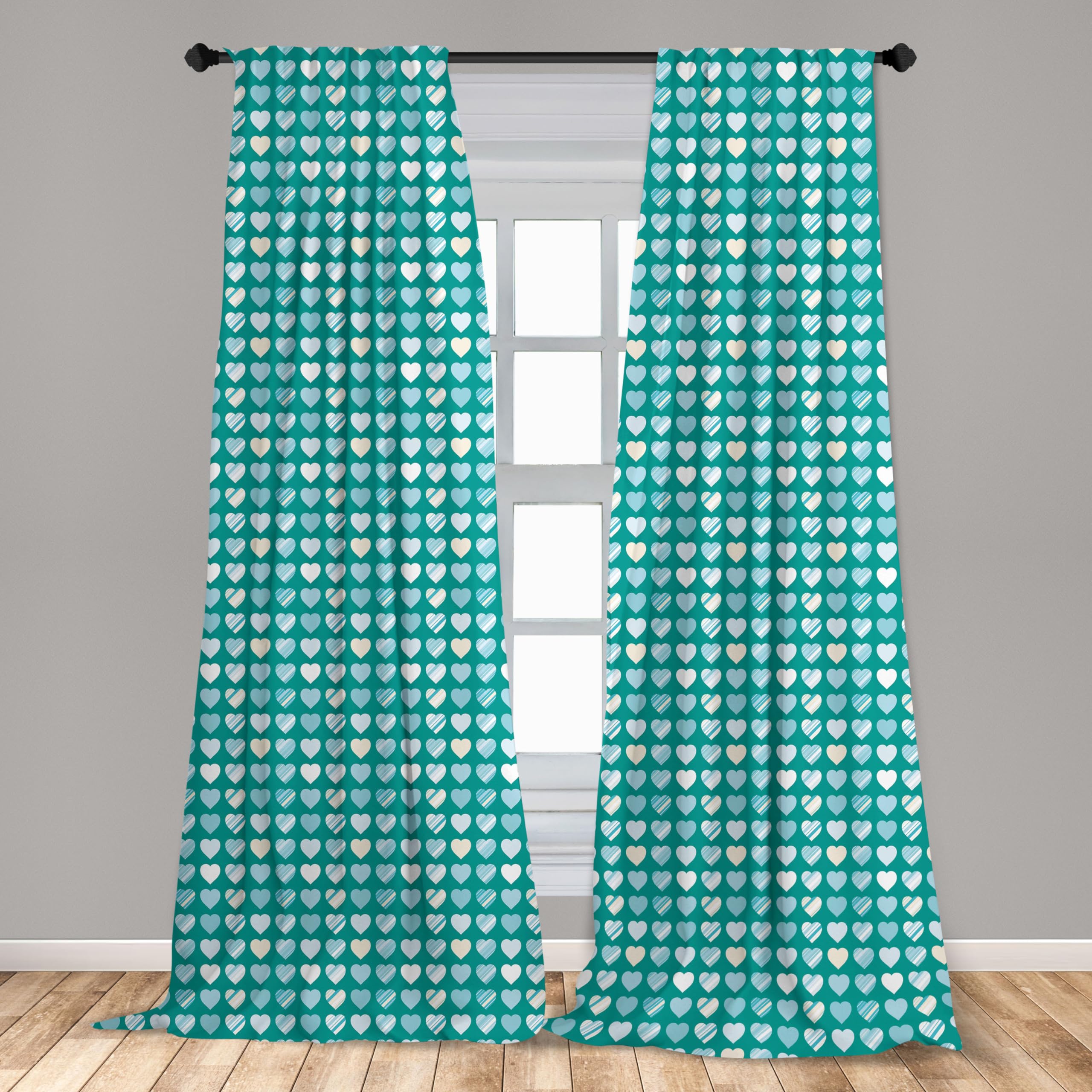 Ambesonne Romantic Heart Lovers Window Curtains - 2 Panel Set with Rod Pocket, 28