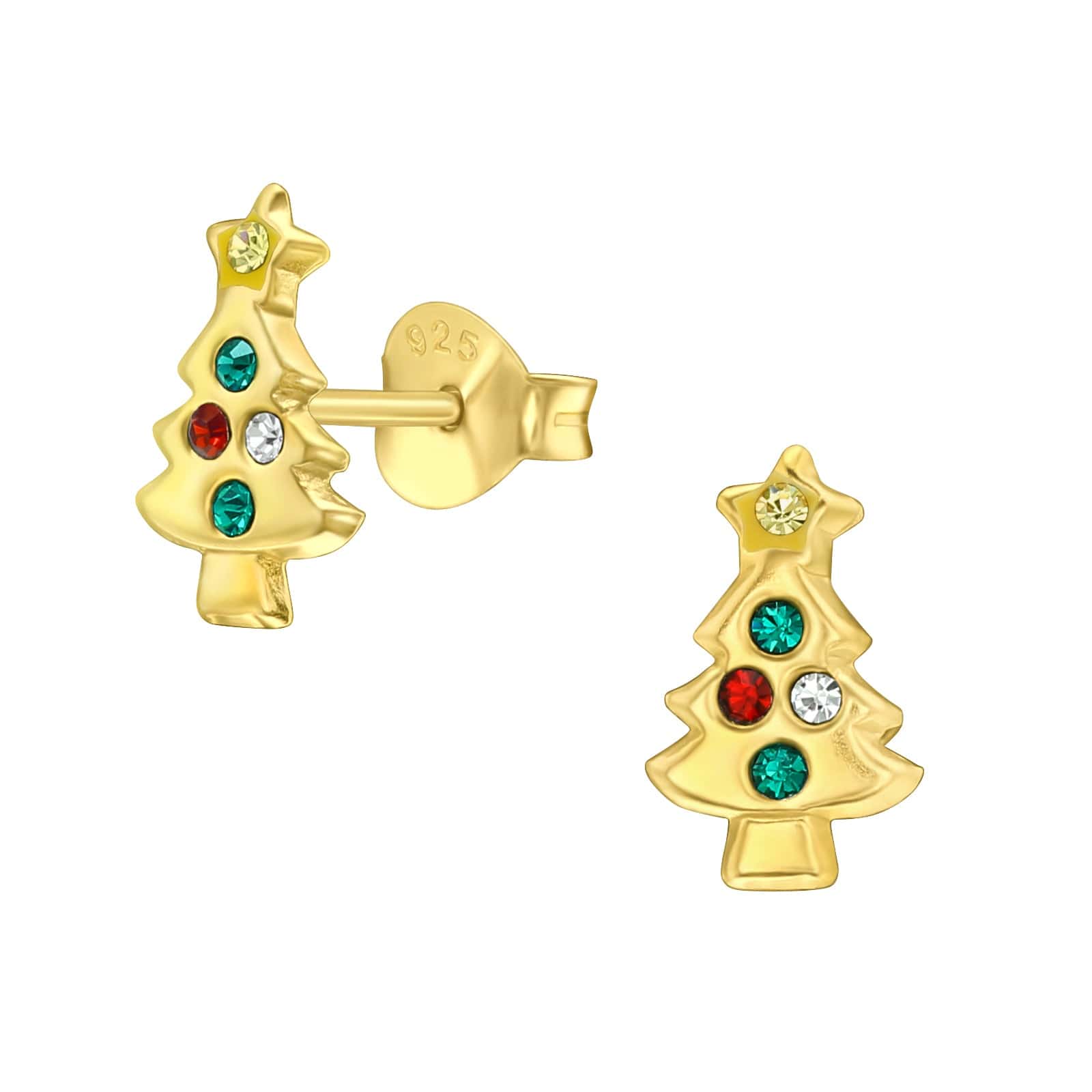 4K Gold Christmas Tree Earrings for Kids - Festive Holiday Jewelry for Girls, Christmas Party Accessories & Gift Ideas