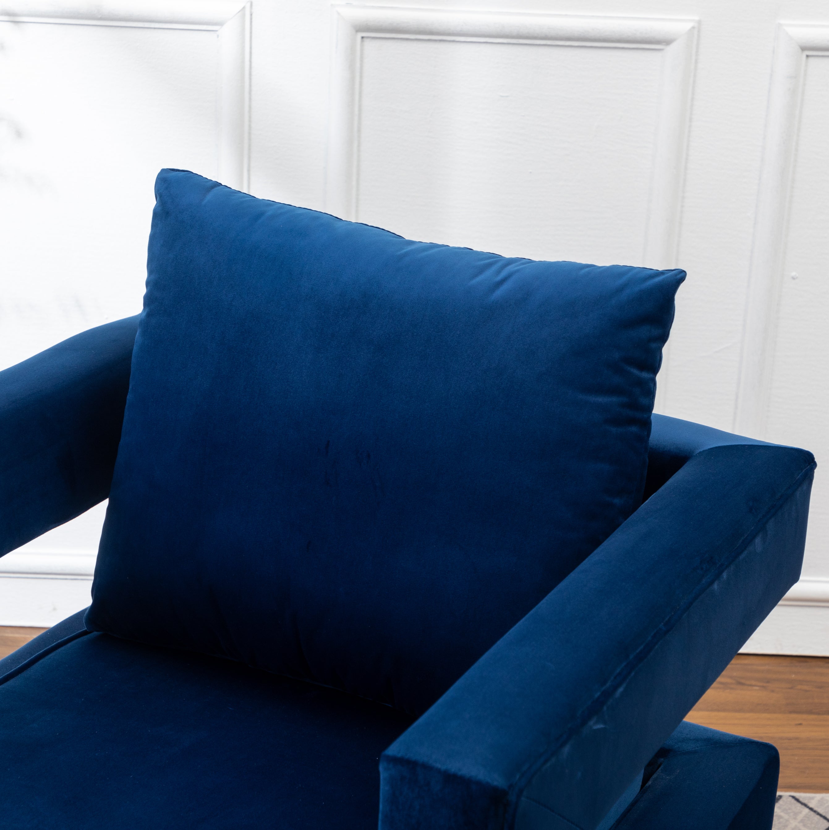 Roundhill Furniture Lenola Modern Upholstered Accent Armchair in Blue - Perfect for Living Room, Bedroom or Office Decor