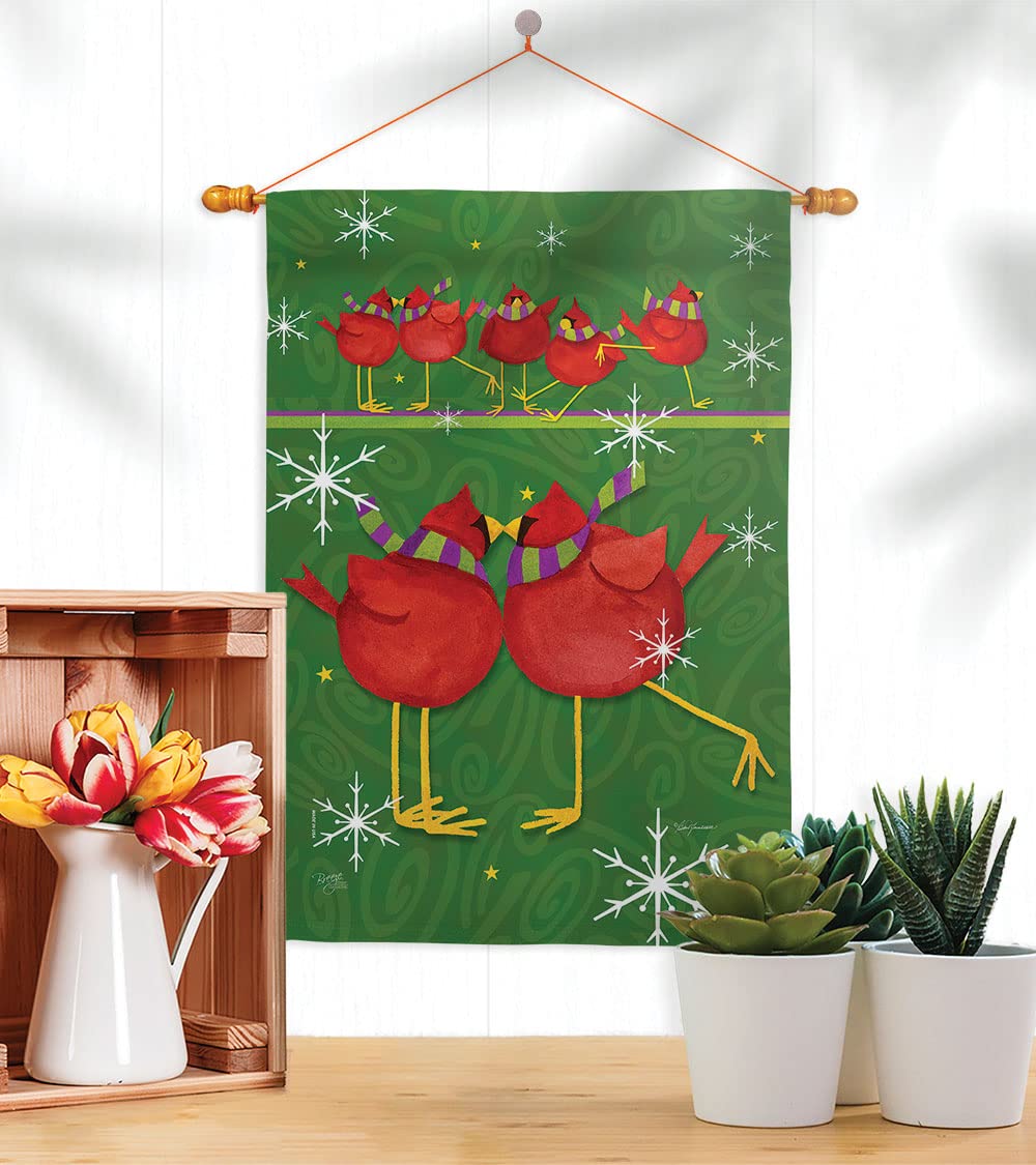 Callin All Cardinals Winter House Flag Set 28x40 - Outdoor Holiday Decor