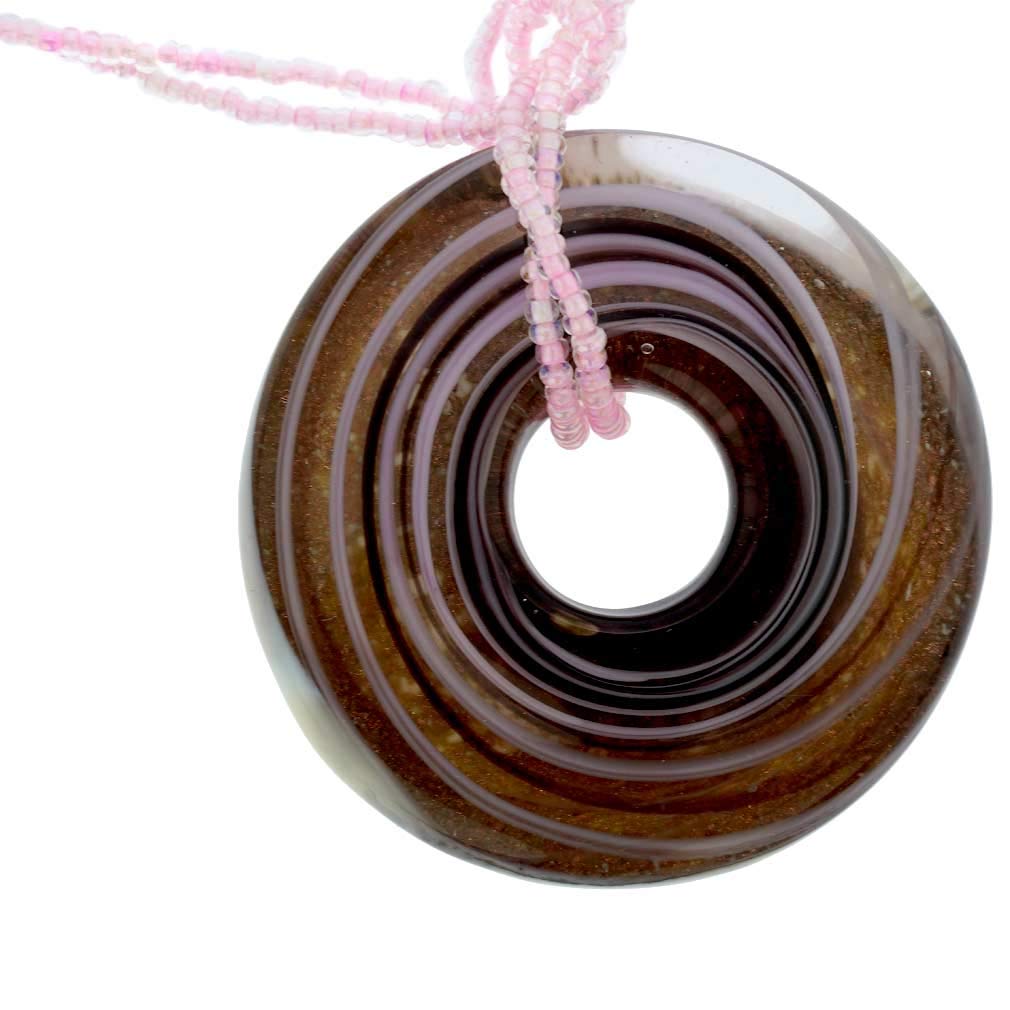 Venetian Murano Glass Bagel Pendant Necklace - Handcrafted Purple Jewelry for Women | Perfect Gift for Birthday, Anniversary & Special Occasions