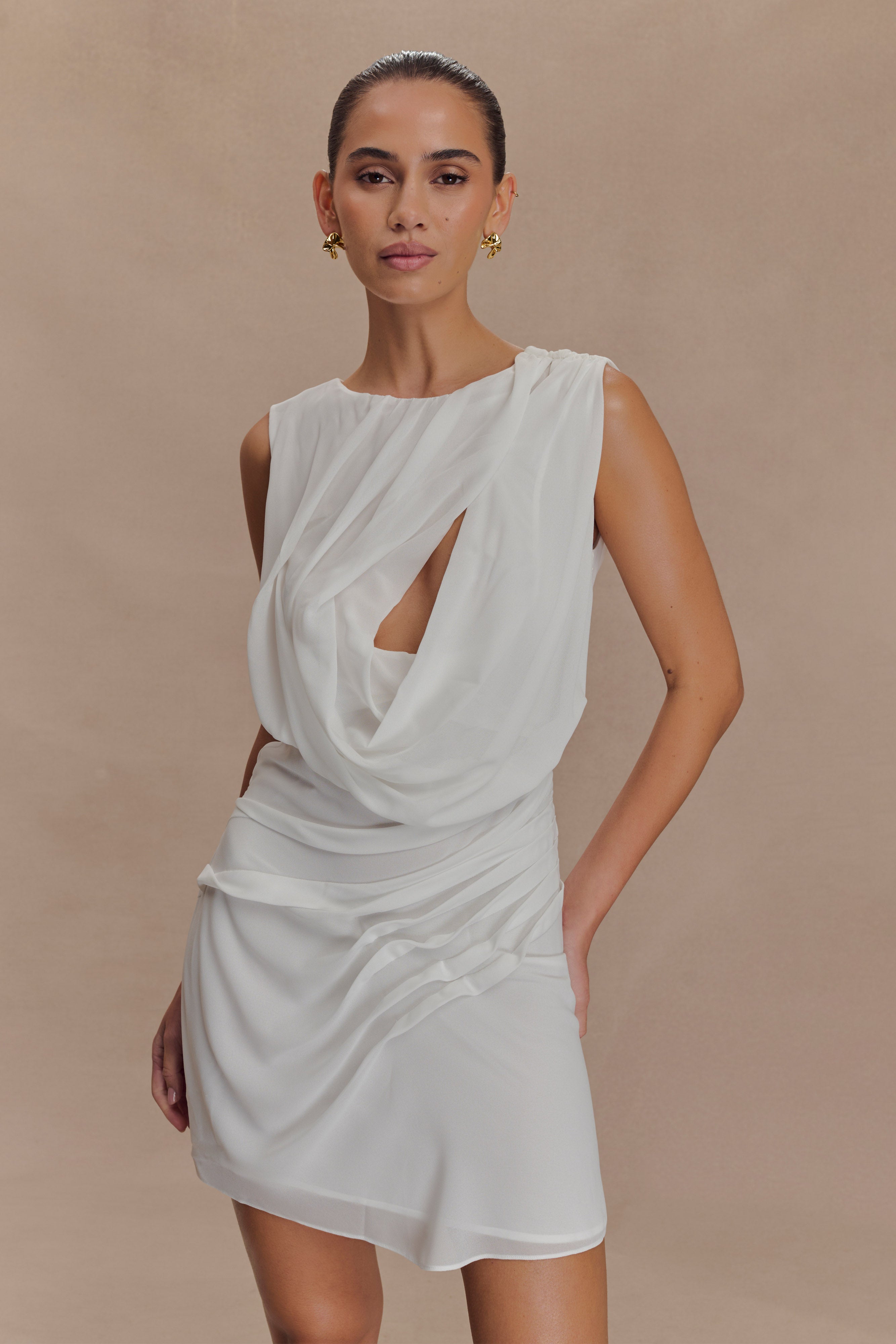 Oria Chiffon Mini Dress for Women - Elegant White Summer Party Dress | Perfect for Weddings, Beach Vacations & Date Nights
