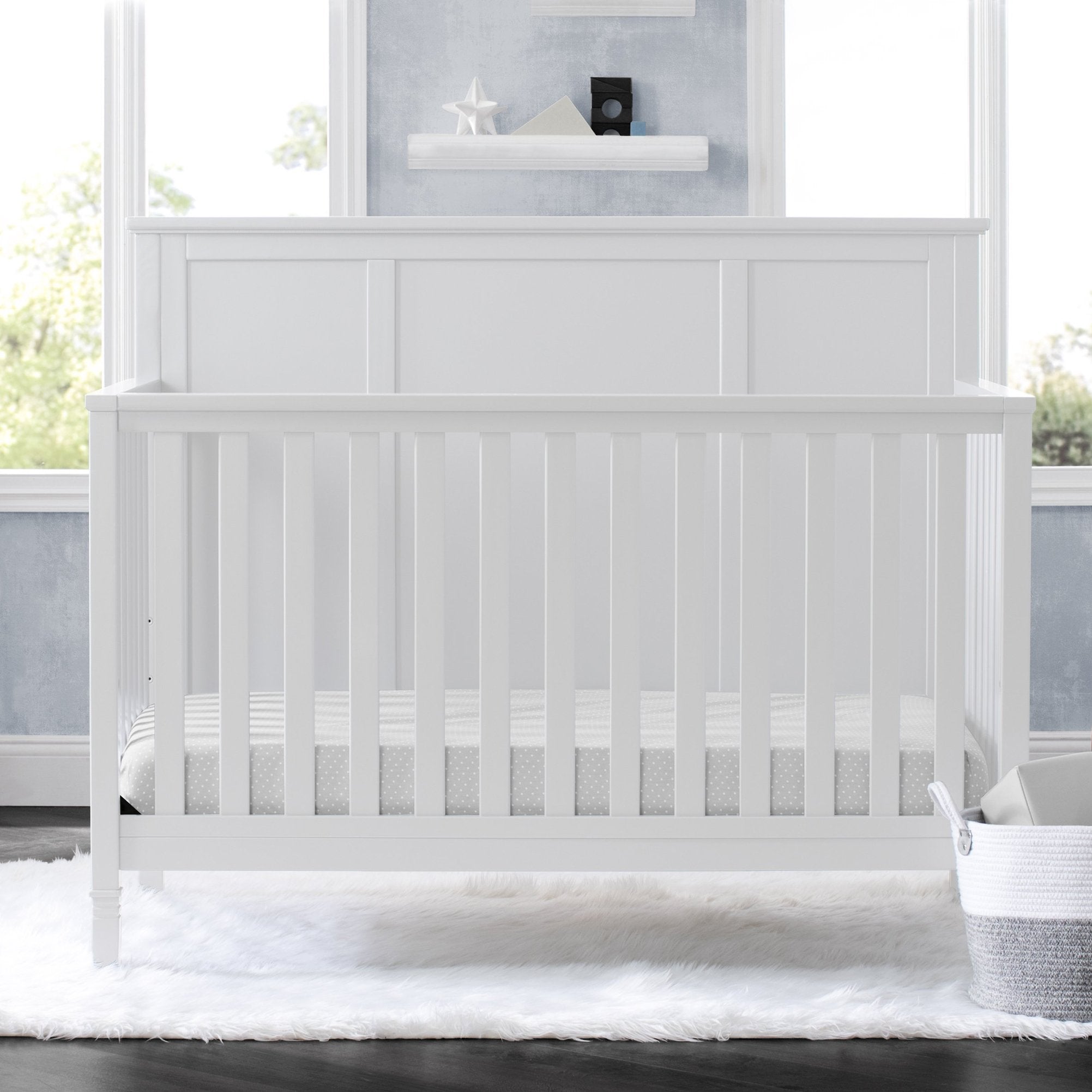4-in-1 Convertible Baby Crib with Toddler Bed, Daybed & Full-Size Frame - Safe Nursery Furniture for Newborns to Teens | Perfect for Bedrooms, Daycare Centers & Guest Rooms