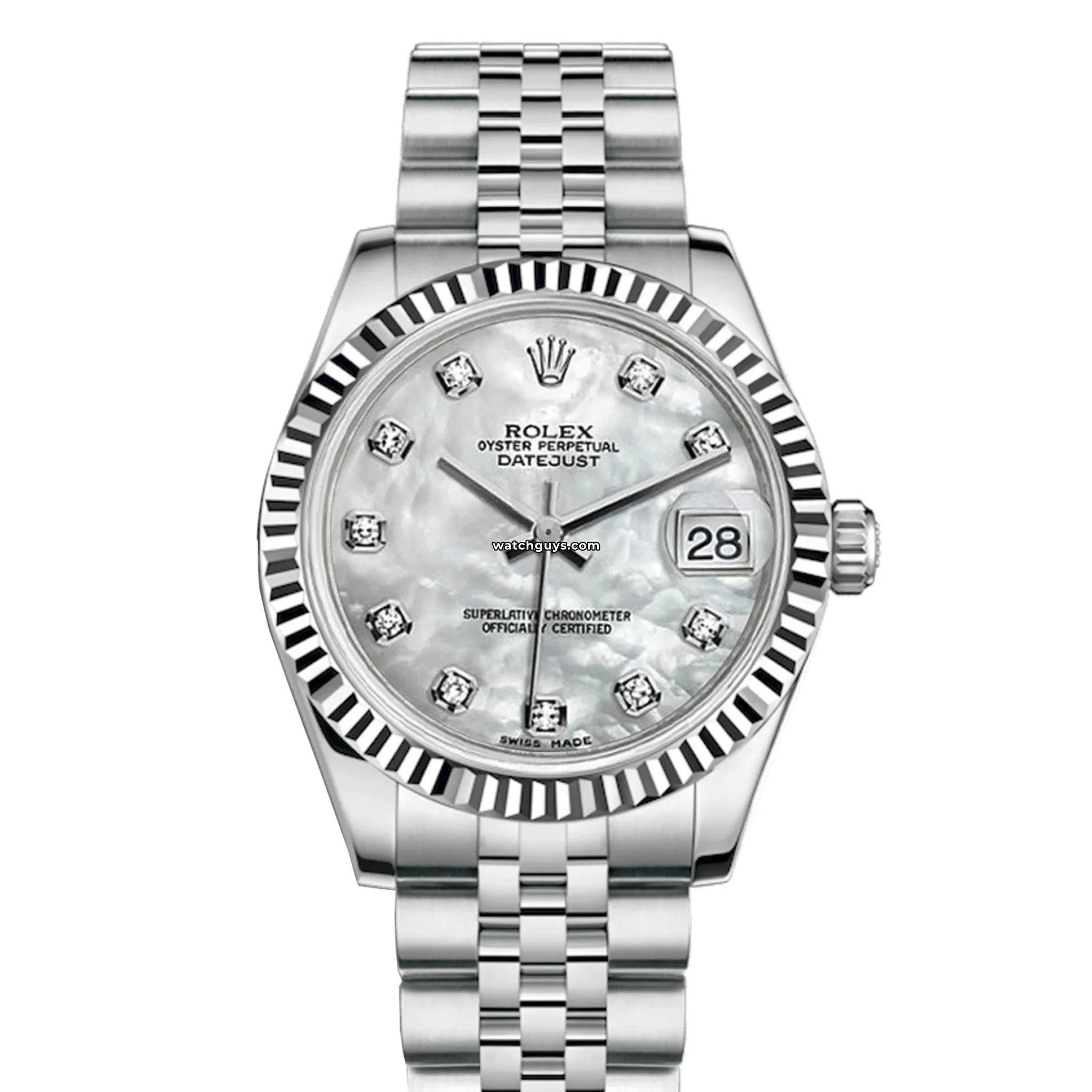 Rolex Datejust 178274 Ladies Watch - 31mm Mother of Pearl Dial with Diamond Hour Markers - Luxury Dress Watch for Women, Perfect for Weddings & Formal Events