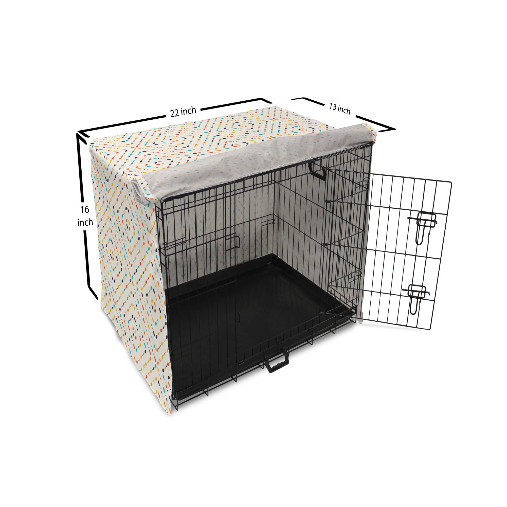 Ambesonne Abstract Dog Crate Cover - Colorful Small Spots Design, Easy to Use Pet Kennel Cover for Small Dogs, Puppies & Kittens (22 Inch, White Multicolor) - Perfect for Home, Travel & Vet Visits