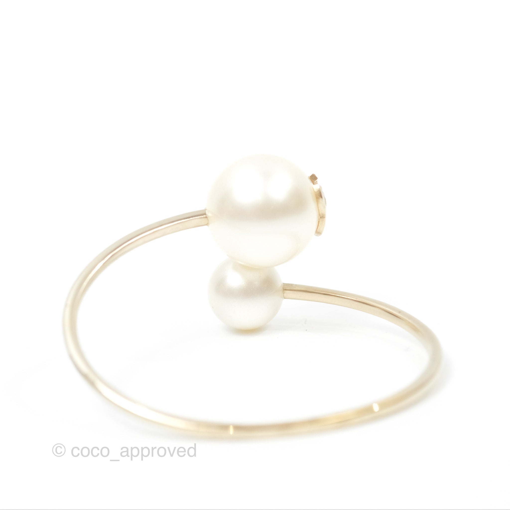 Chanel CC Pearl Bangle Gold Tone Bracelet for Women - Luxury Fashion Jewelry Gift for Anniversary, Birthday & Special Occasions