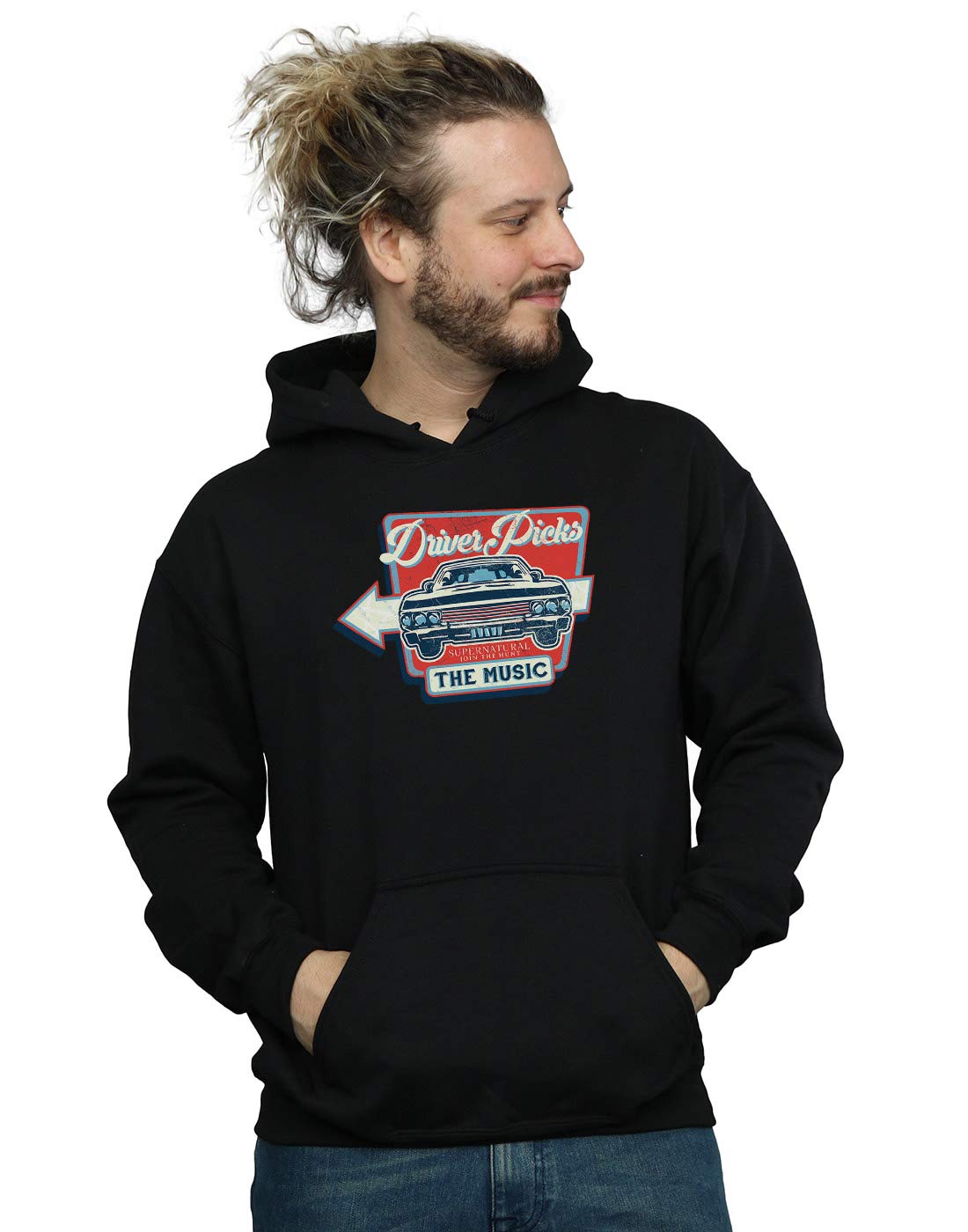 Supernatural Men's Driver Picks The Music Hoodie - Black, Large Size | Casual Wear, Street Style, Gift for Fans