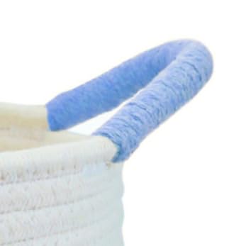 white with blue handle