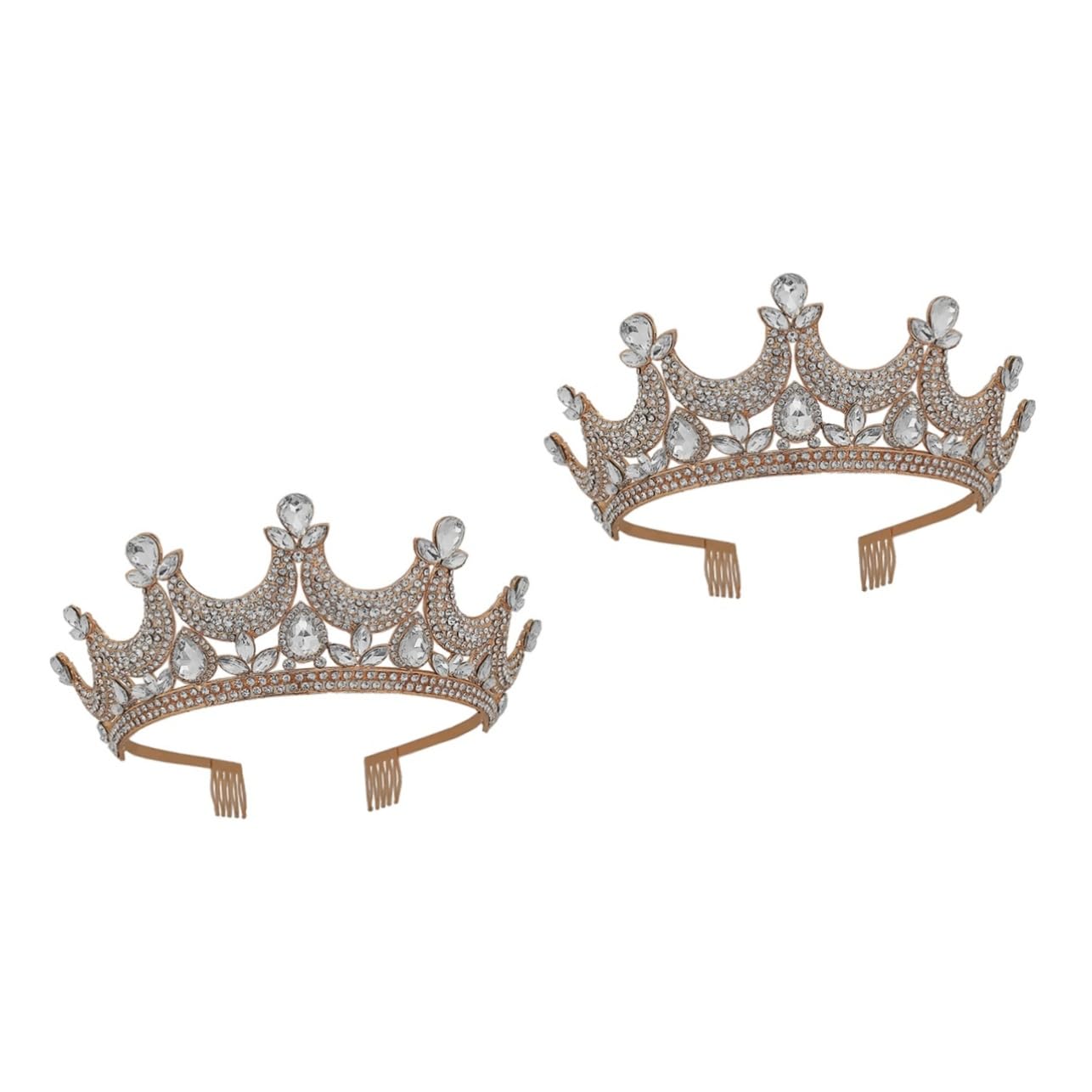 Beavorty 2-Piece Baroque Crown Tiara Set for Women - Rhinestone Crystal Prom Tiaras, Wedding Headpieces & Birthday Princess Accessories - Perfect for Prom, Weddings, Pageants and Special Occasions