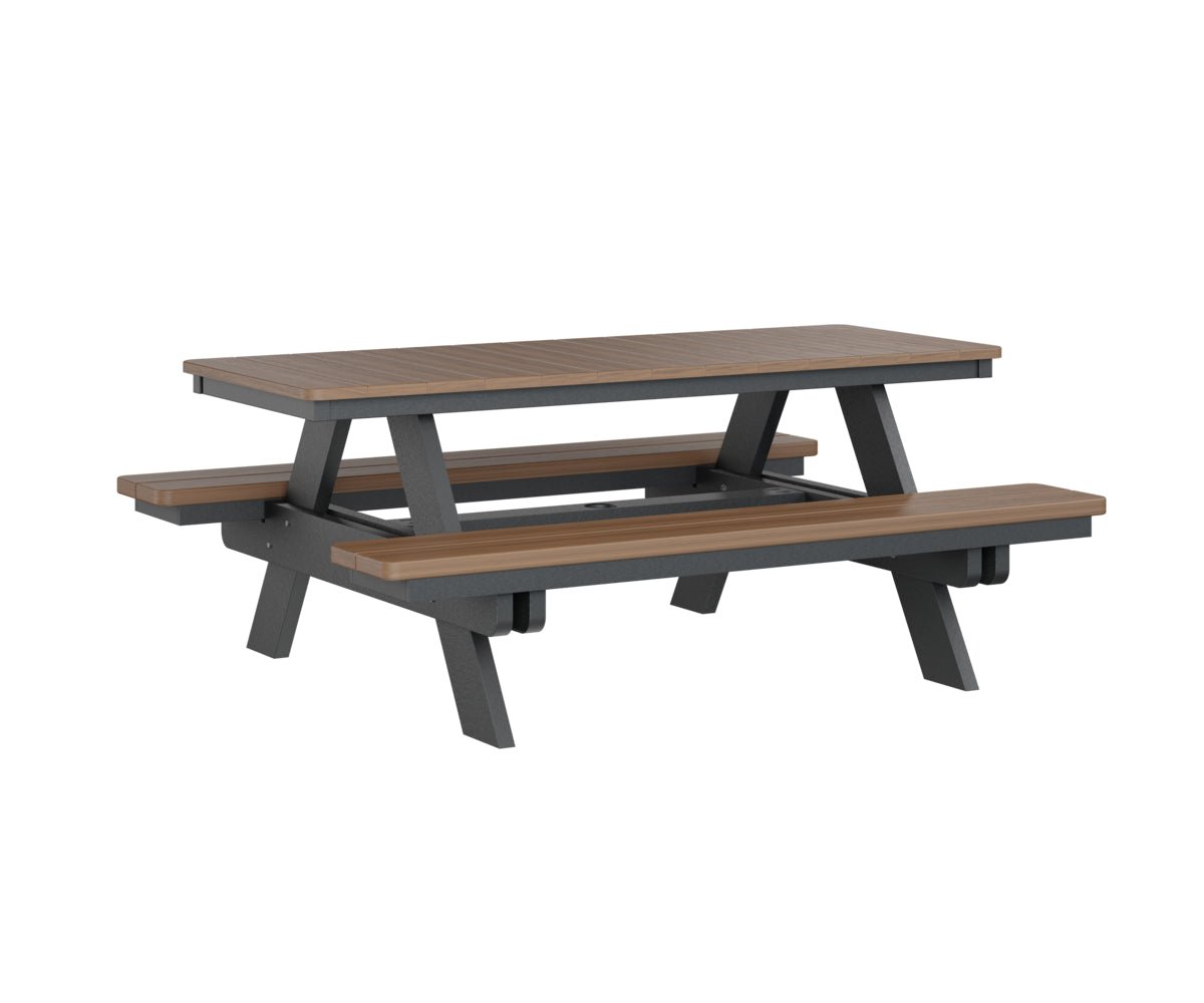 Berlin Gardens Rectangular Picnic Table - Outdoor Dining Set for Patio, Backyard, and Park - Heavy Duty Weather-Resistant Wooden Picnic Bench with Umbrella Hole
